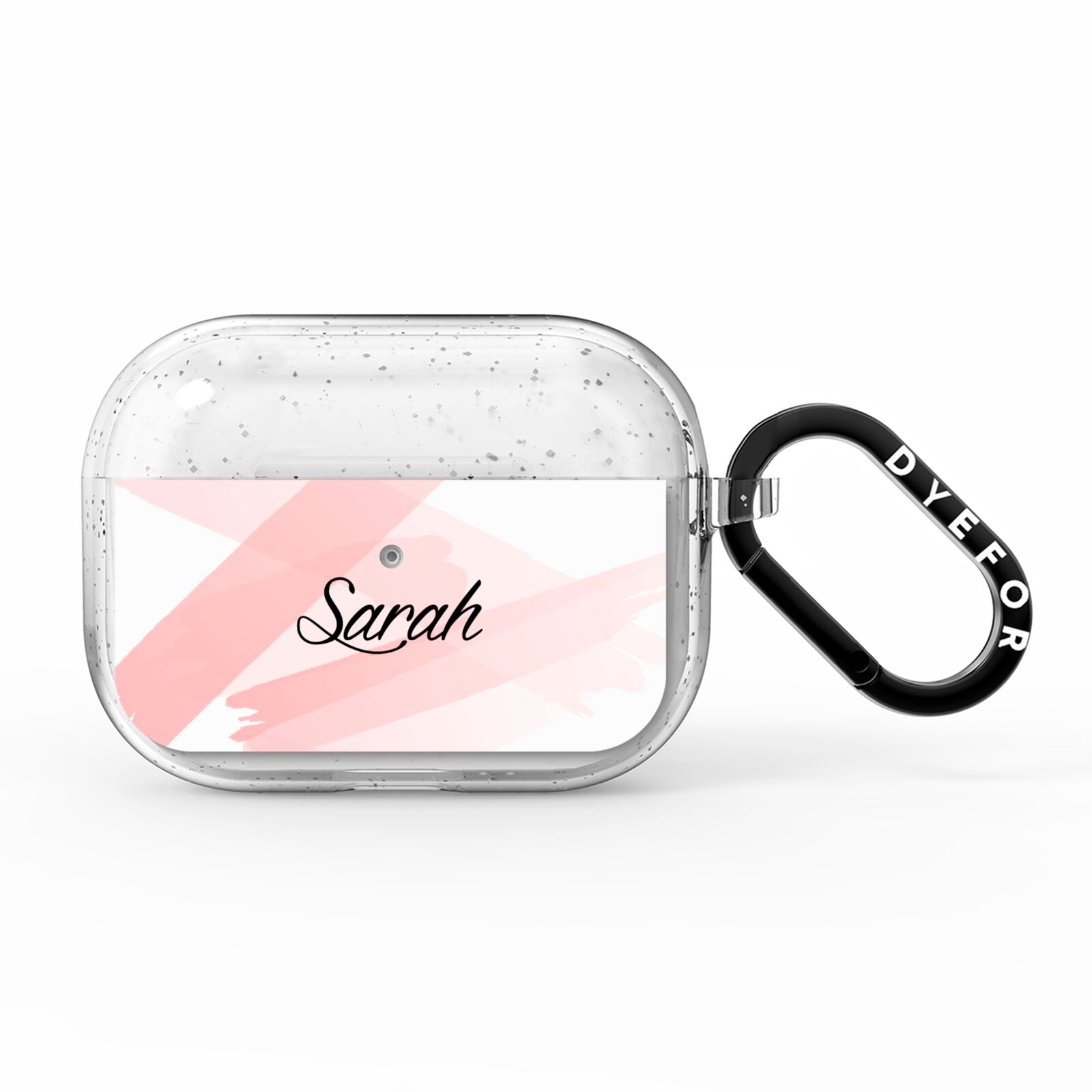 Personalised Pink Watercolour Name AirPods Pro Glitter Case