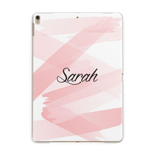 Personalised Pink Watercolour Name Apple iPad Gold Case