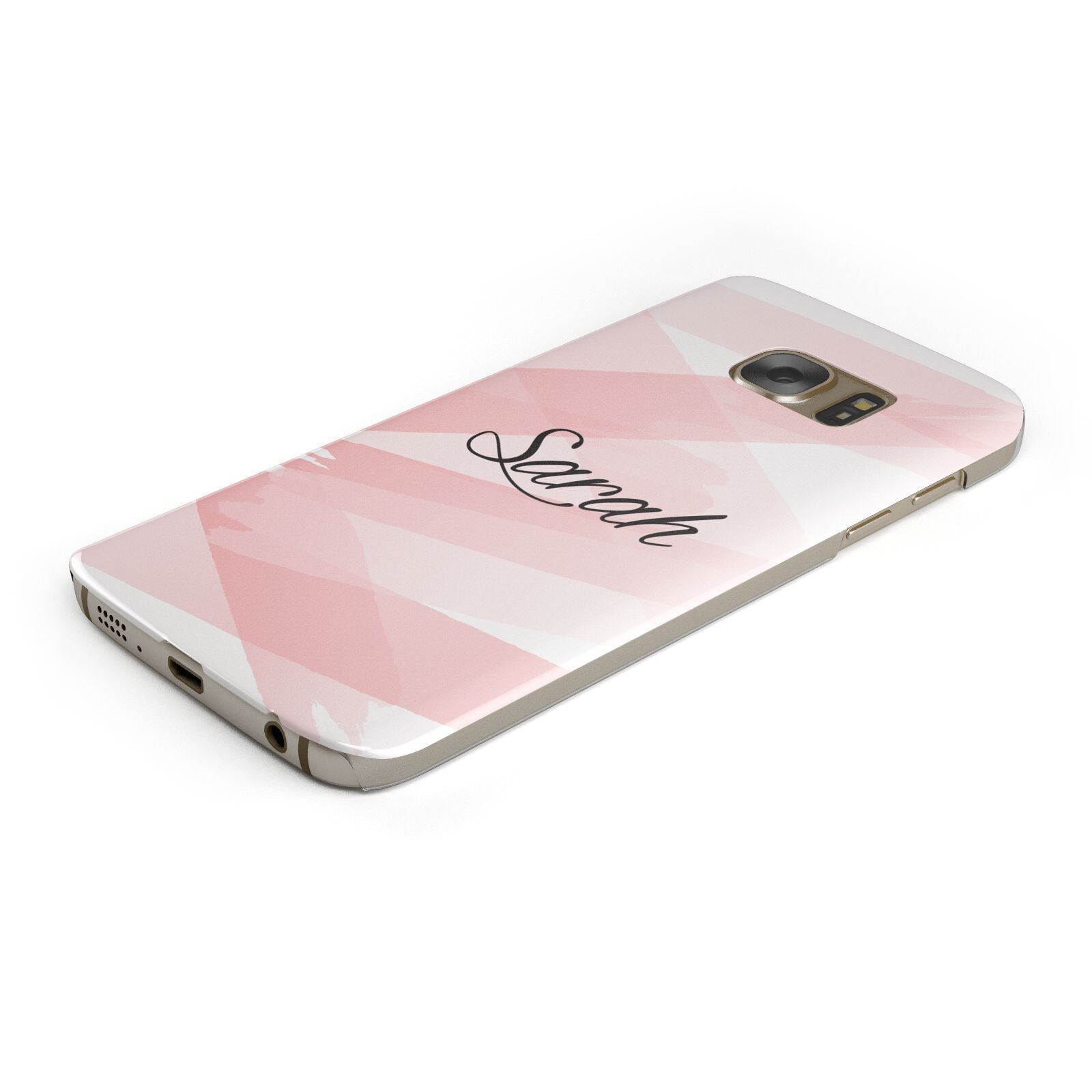 Personalised Pink Watercolour Name Protective Samsung Galaxy Case Angled Image