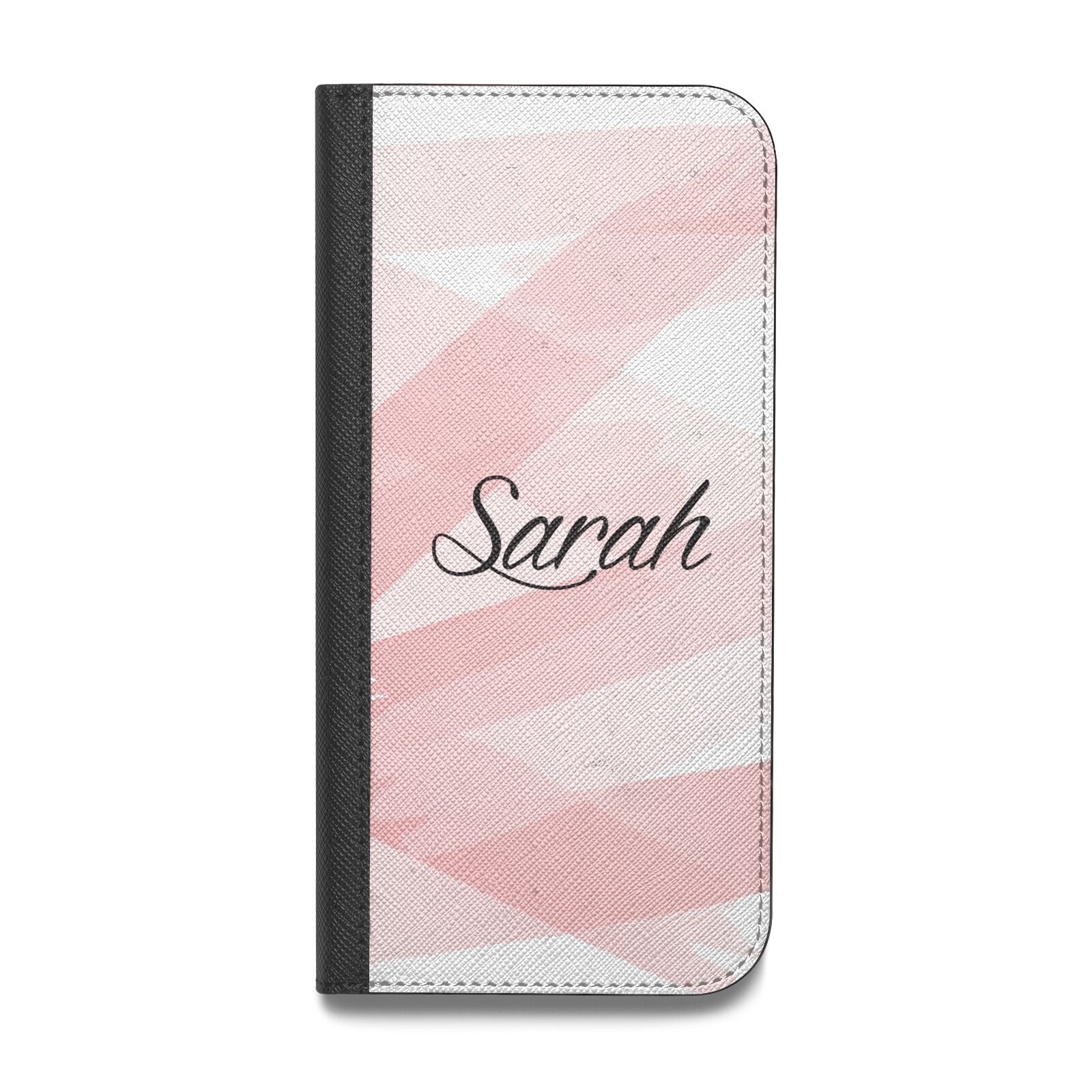 Personalised Pink Watercolour Name Vegan Leather Flip iPhone Case