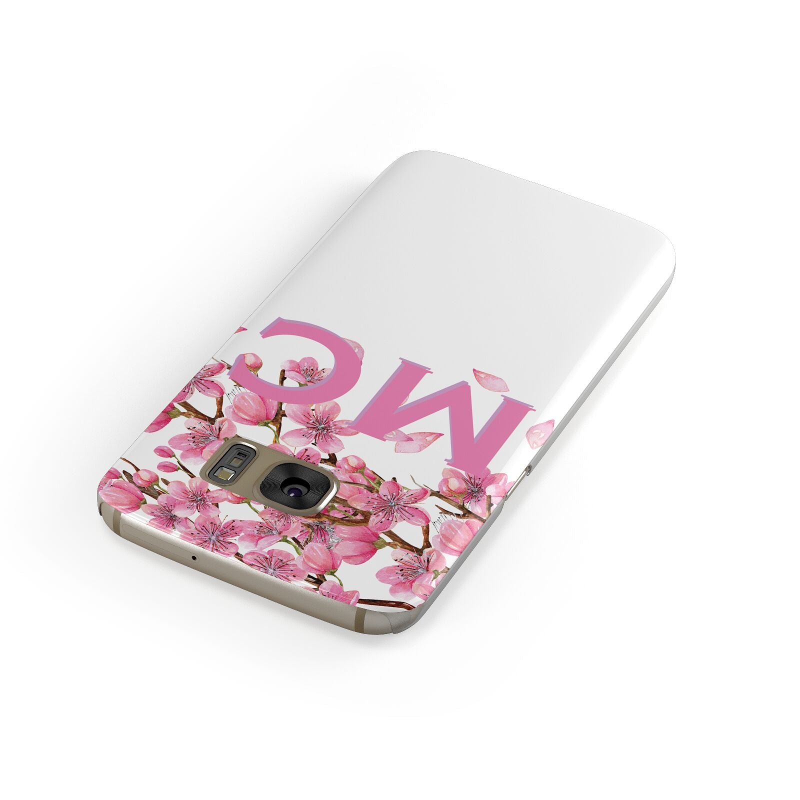 Personalised Pink White Blossom Samsung Galaxy Case Front Close Up