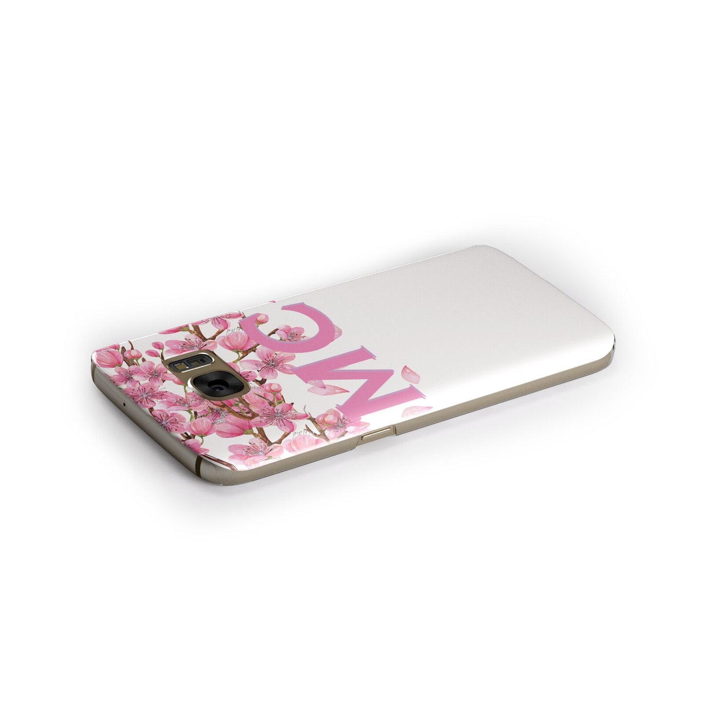 Personalised Pink White Blossom Samsung Galaxy Case Side Close Up