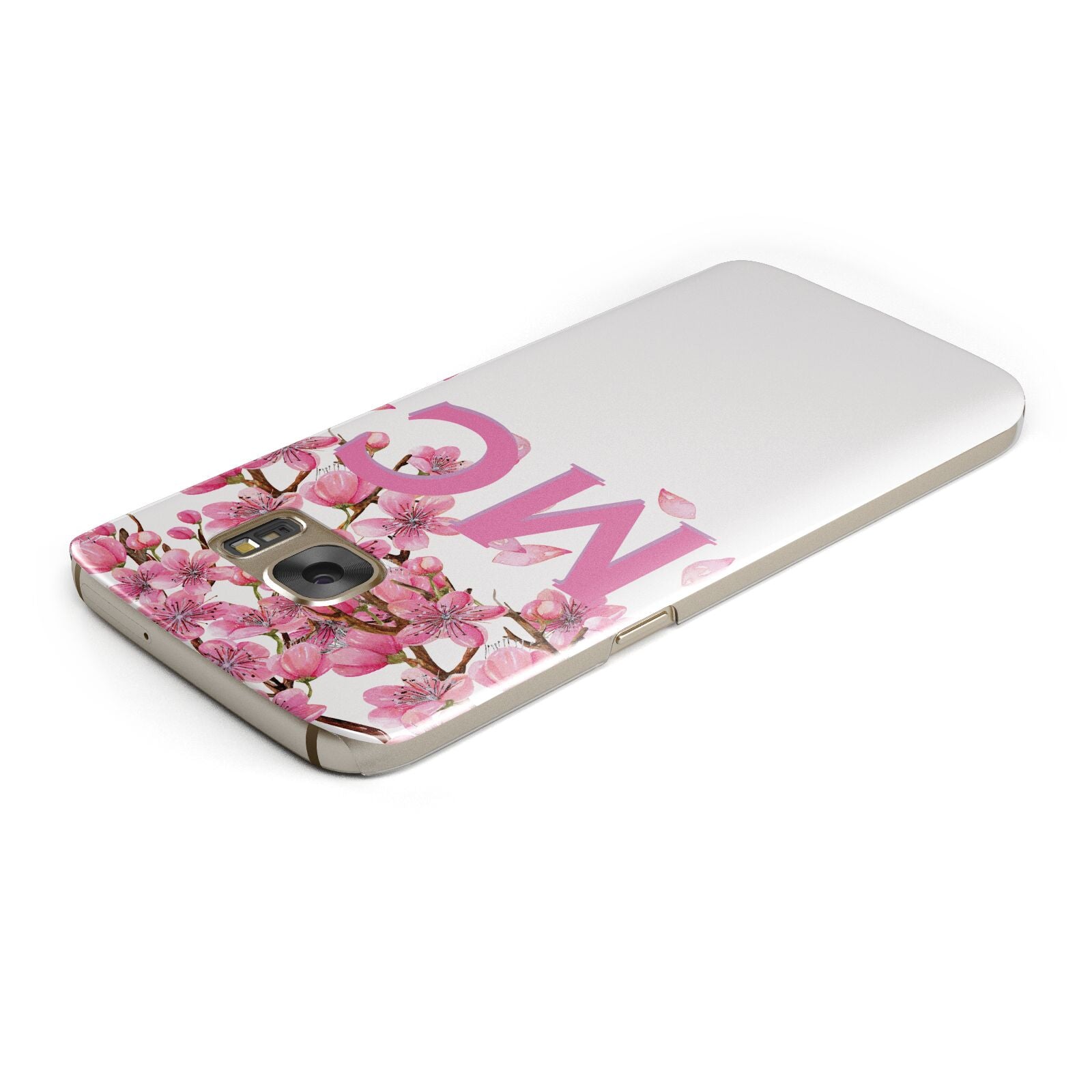 Personalised Pink White Blossom Samsung Galaxy Case Top Cutout