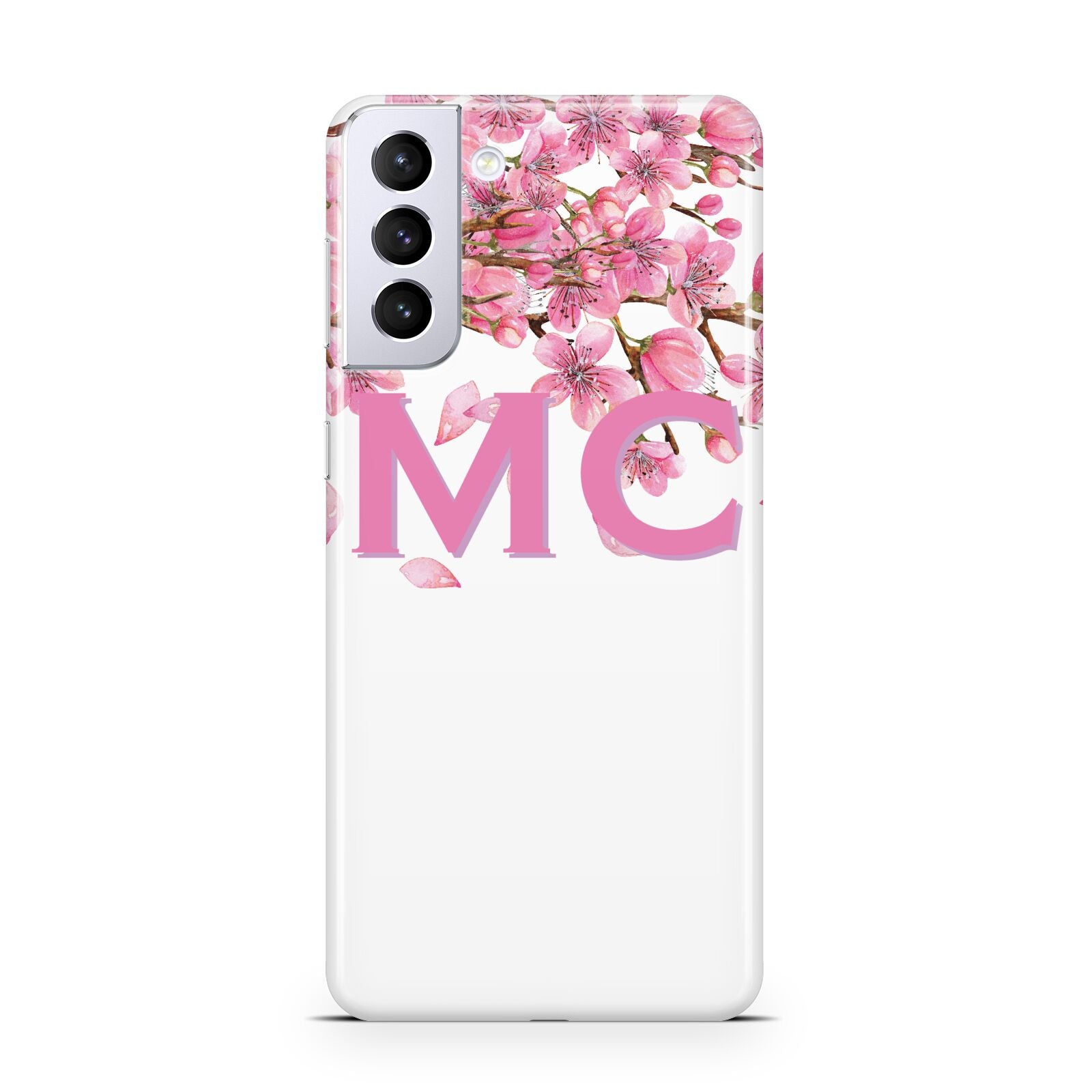 Personalised Pink White Blossom Samsung S21 Plus Phone Case