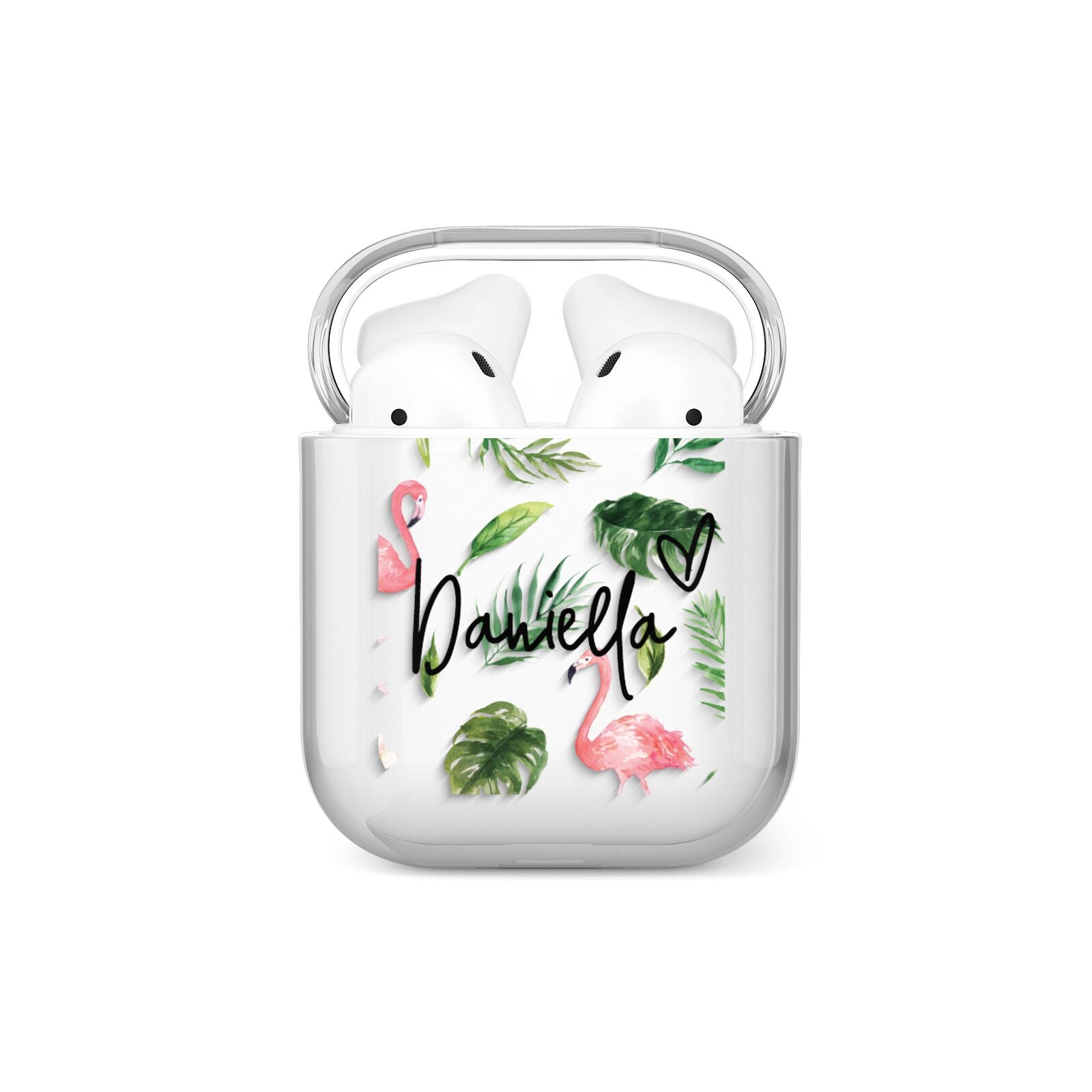 Personalised Pink White Flamingo AirPods Case