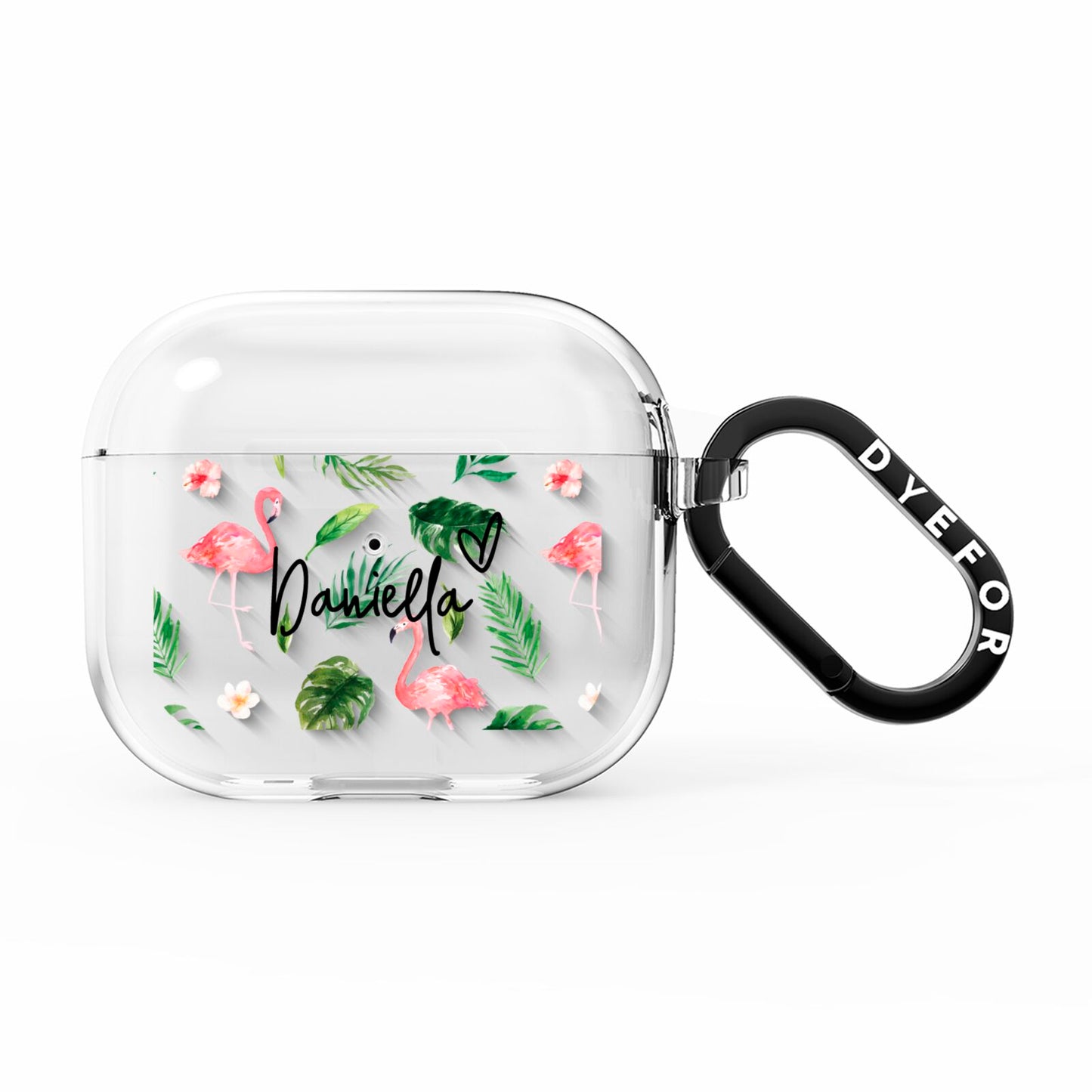 Personalised Pink White Flamingo AirPods Clear Case 3rd Gen