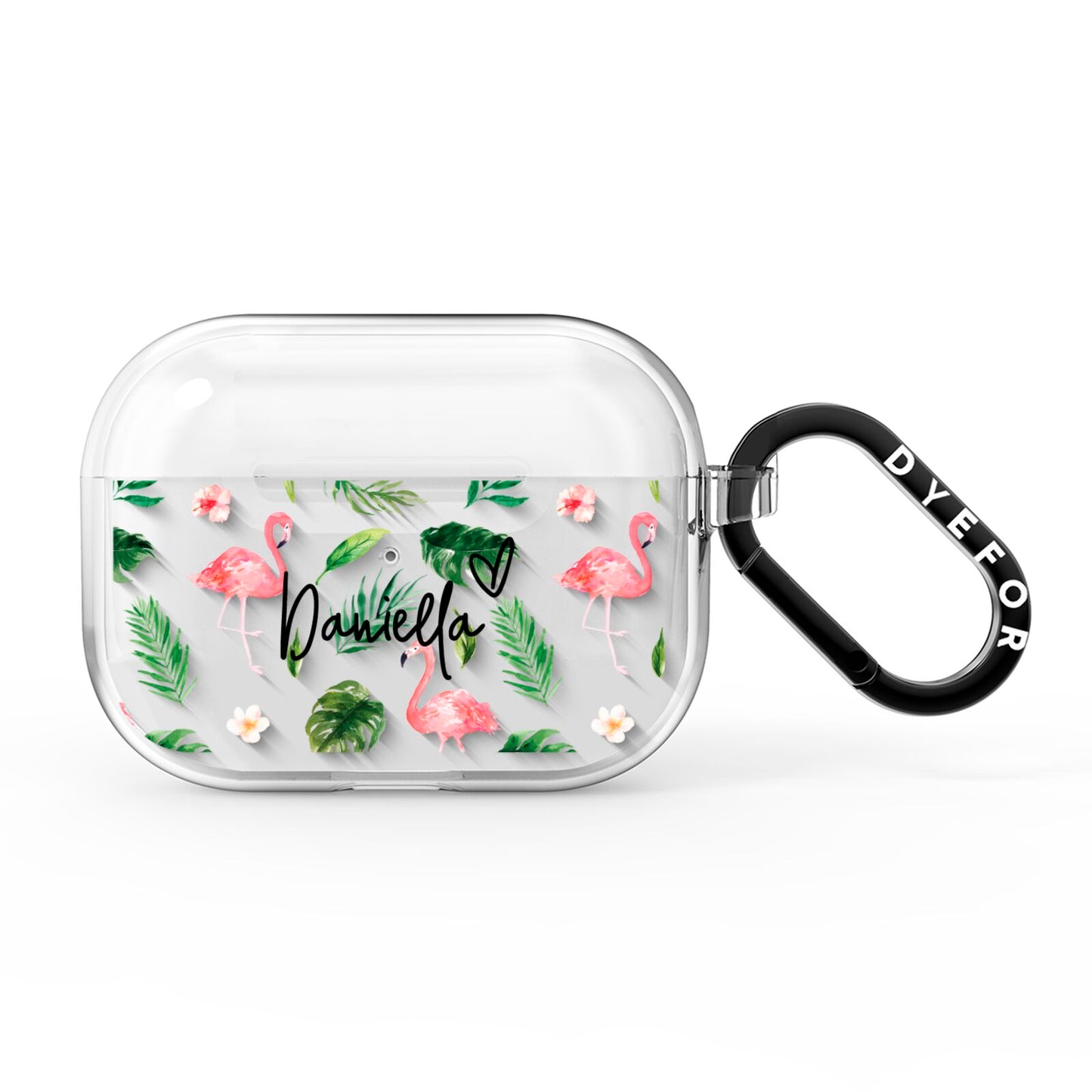 Personalised Pink White Flamingo AirPods Pro Clear Case