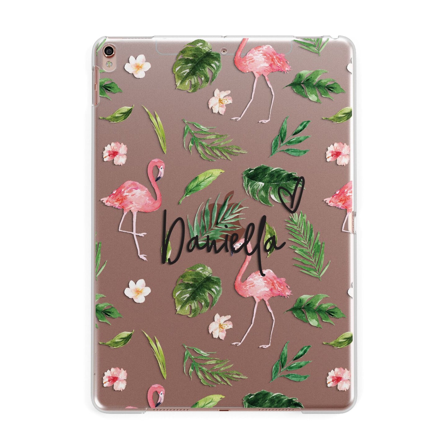 Personalised Pink White Flamingo Apple iPad Rose Gold Case