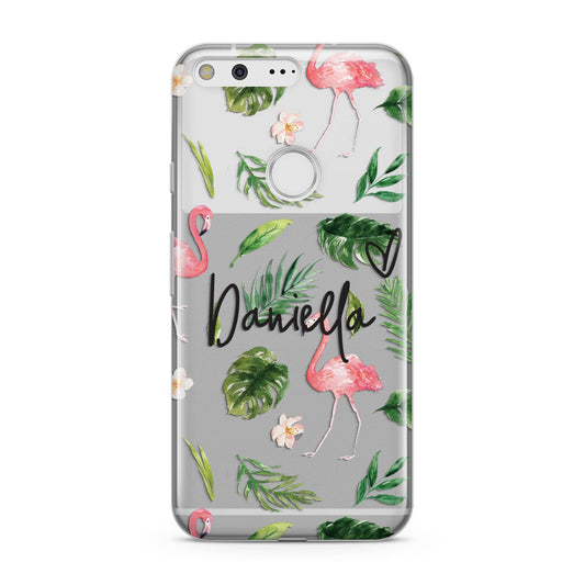 Personalised Pink White Flamingo Google Pixel Case