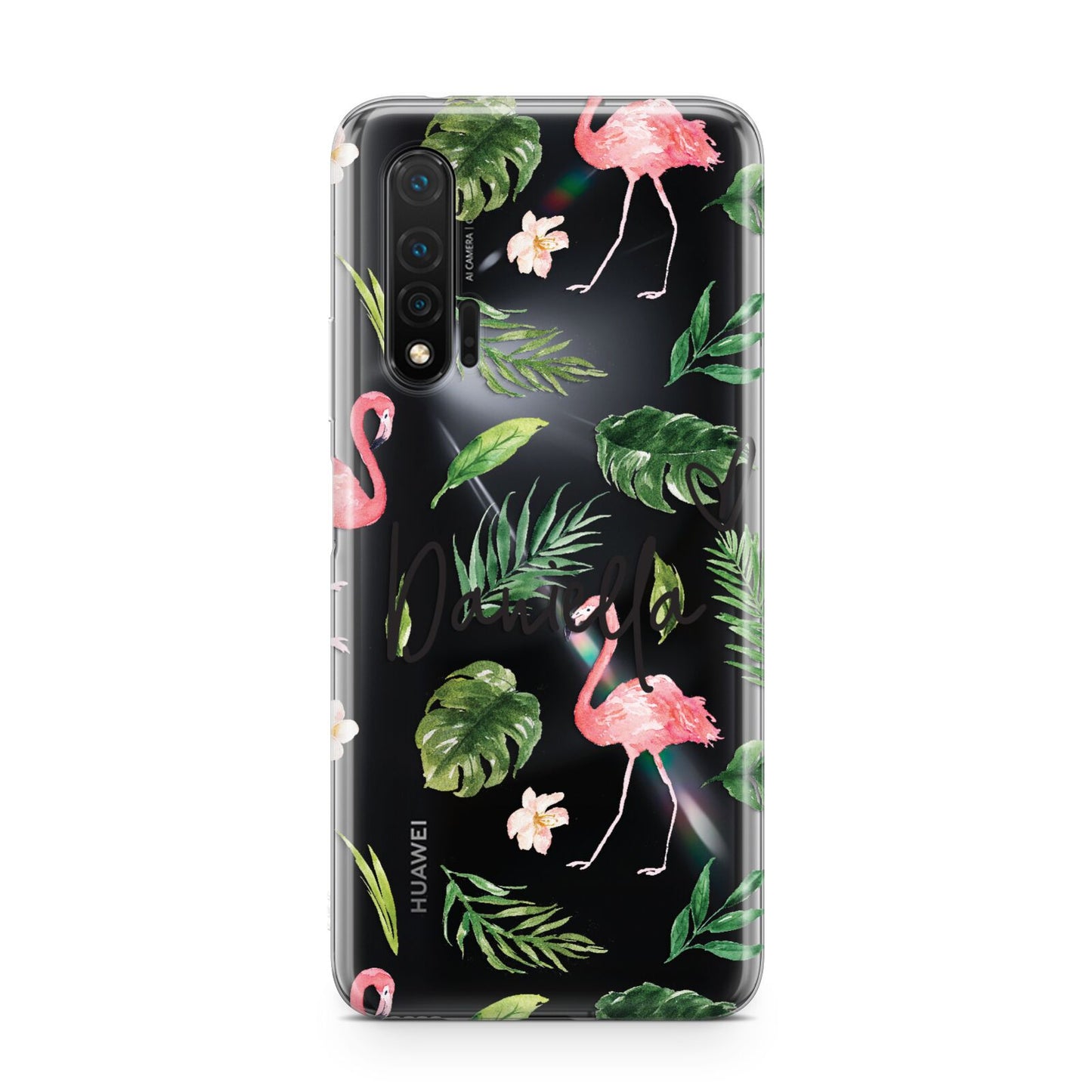 Personalised Pink White Flamingo Huawei Nova 6 Phone Case