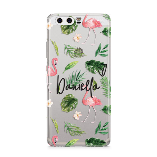 Personalised Pink White Flamingo Huawei P10 Phone Case