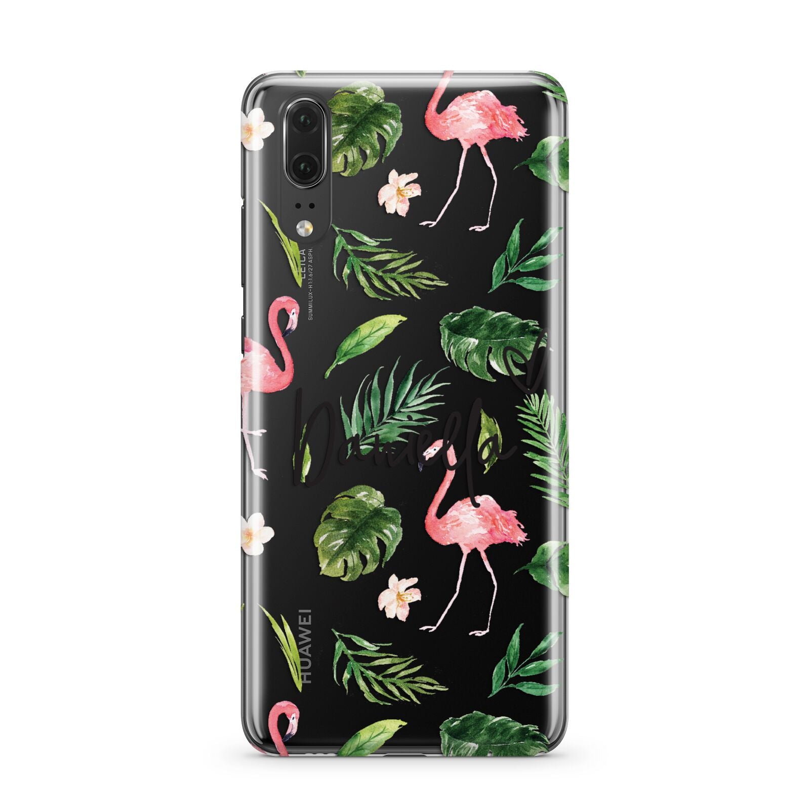 Personalised Pink White Flamingo Huawei P20 Phone Case