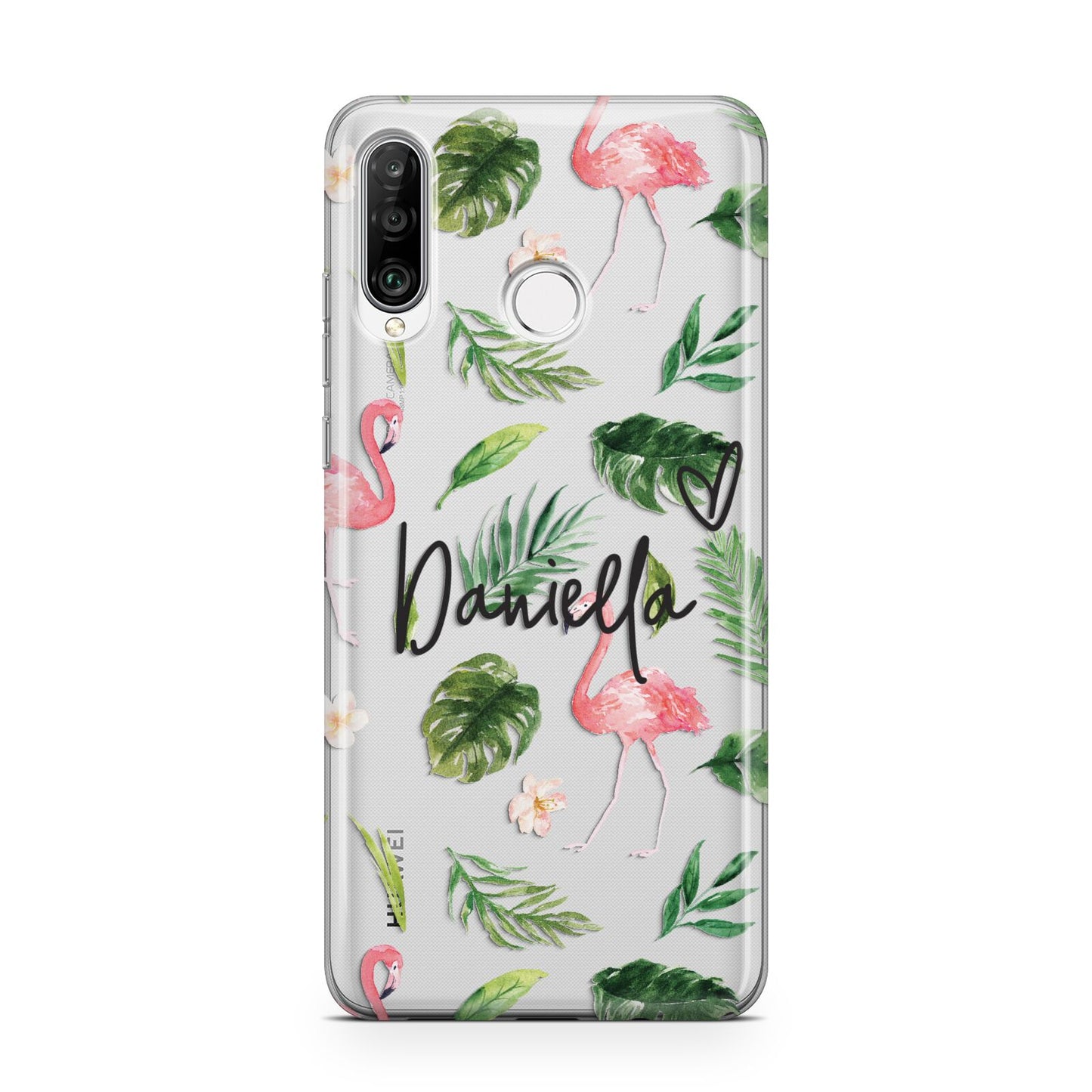 Personalised Pink White Flamingo Huawei P30 Lite Phone Case