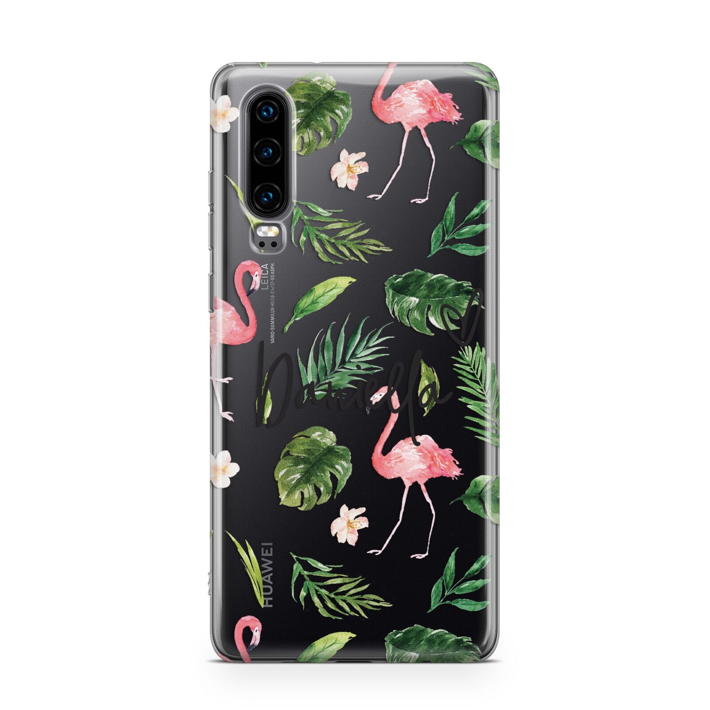 Personalised Pink White Flamingo Huawei P30 Phone Case