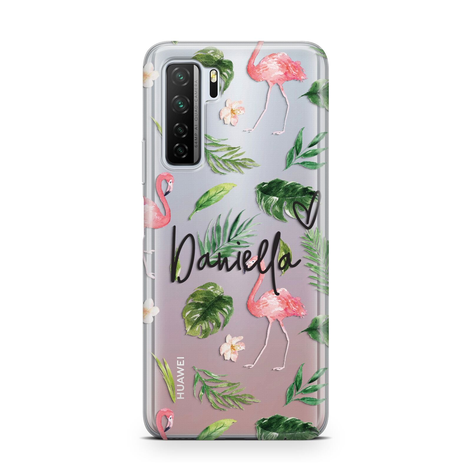 Personalised Pink White Flamingo Huawei P40 Lite 5G Phone Case