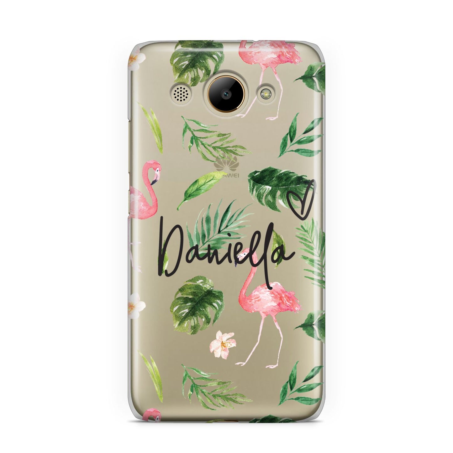 Personalised Pink White Flamingo Huawei Y3 2017