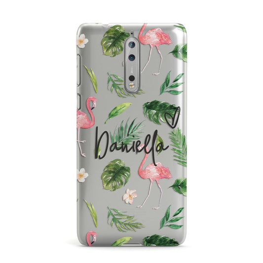 Personalised Pink White Flamingo Nokia Case