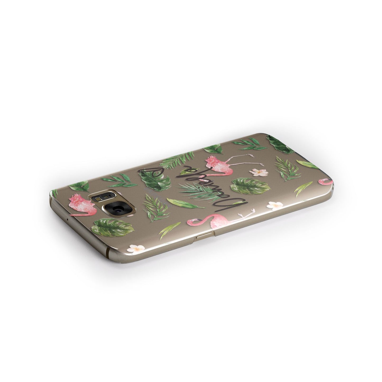 Personalised Pink White Flamingo Samsung Galaxy Case Side Close Up