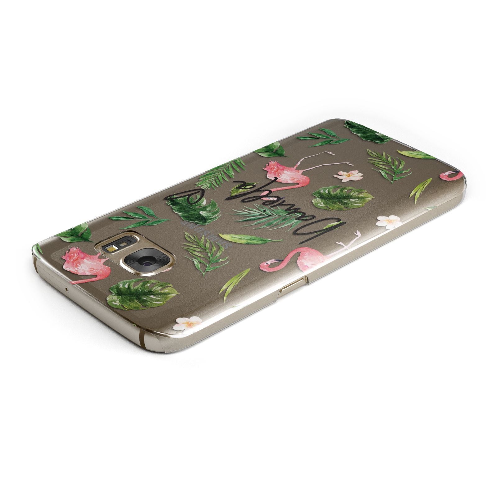 Personalised Pink White Flamingo Samsung Galaxy Case Top Cutout