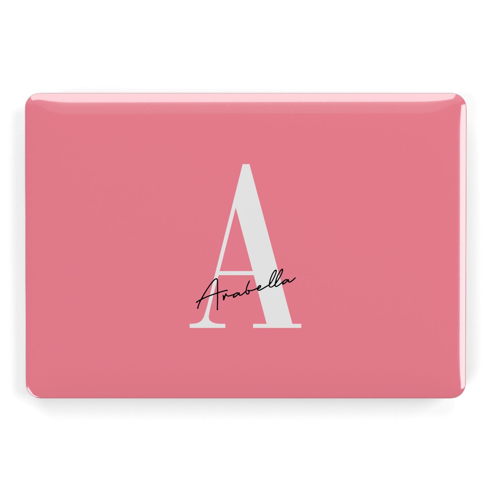 Personalised Pink White Initial Apple MacBook Case