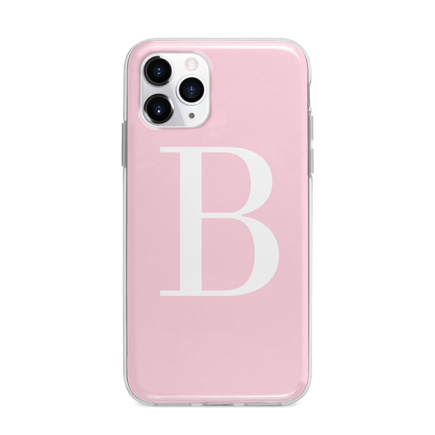 Personalised Pink White Initial Apple iPhone 11 Pro in Silver with Bumper Case