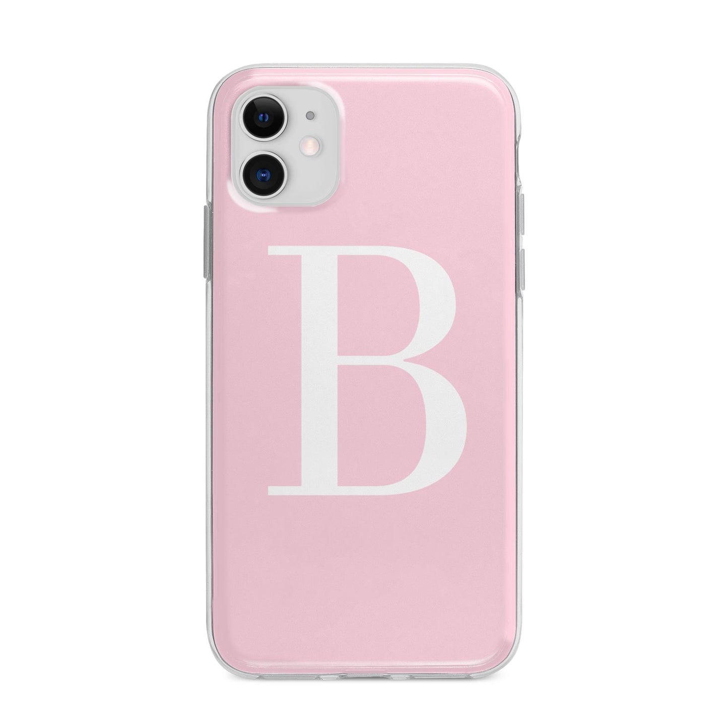 Personalised Pink White Initial Apple iPhone 11 in White with Bumper Case