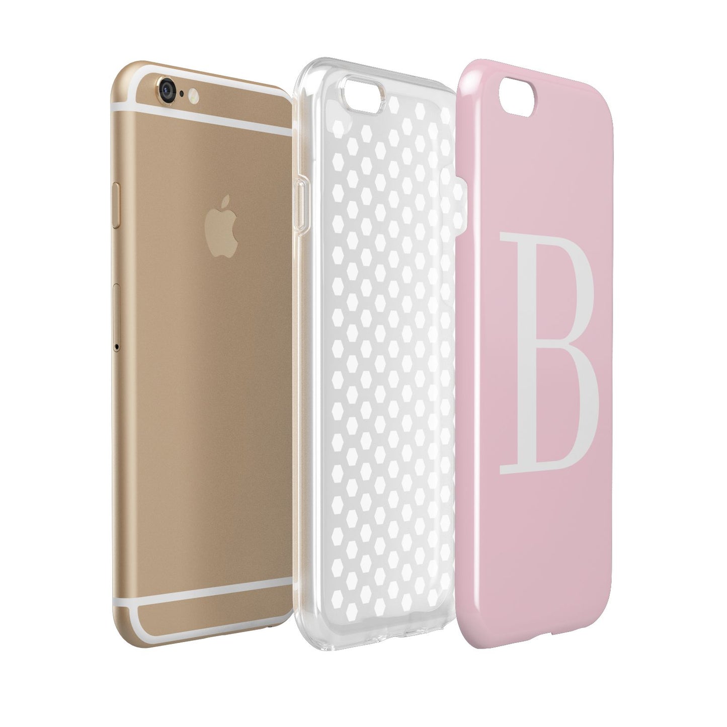 Personalised Pink White Initial Apple iPhone 6 3D Tough Case Expanded view