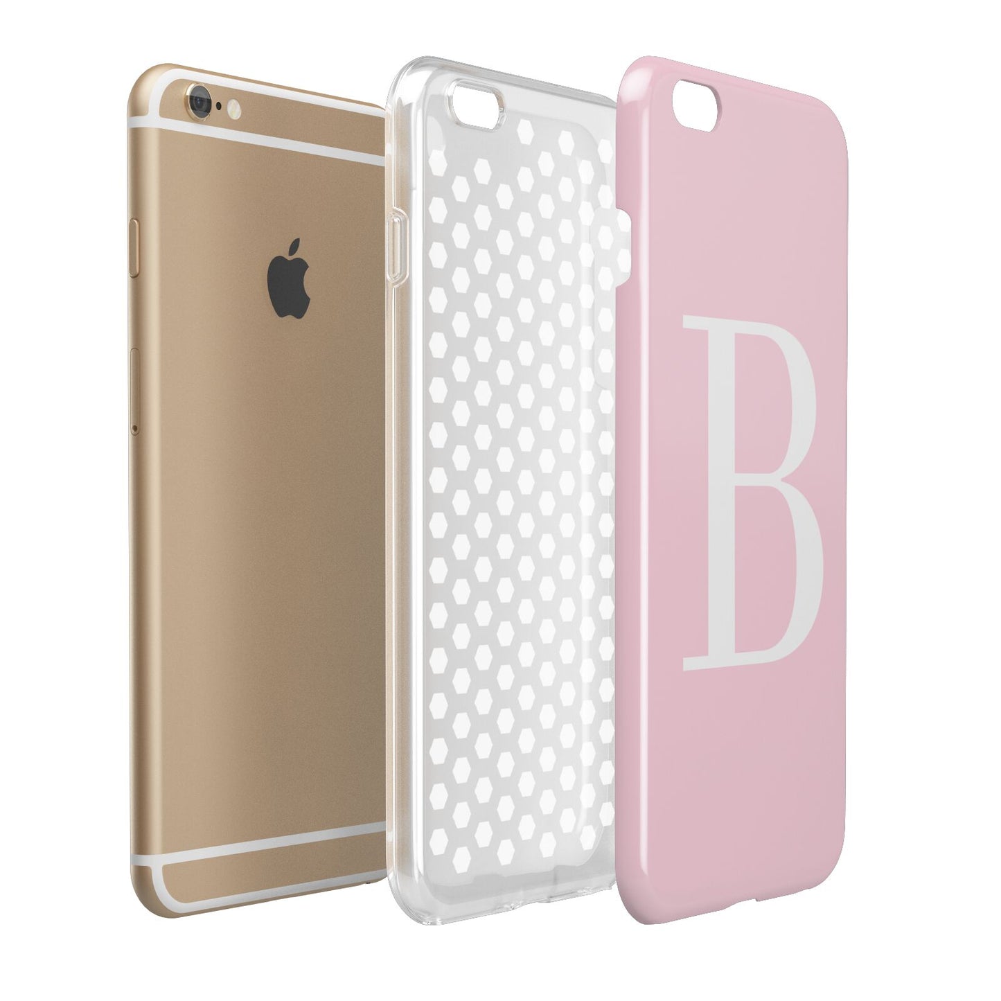 Personalised Pink White Initial Apple iPhone 6 Plus 3D Tough Case Expand Detail Image