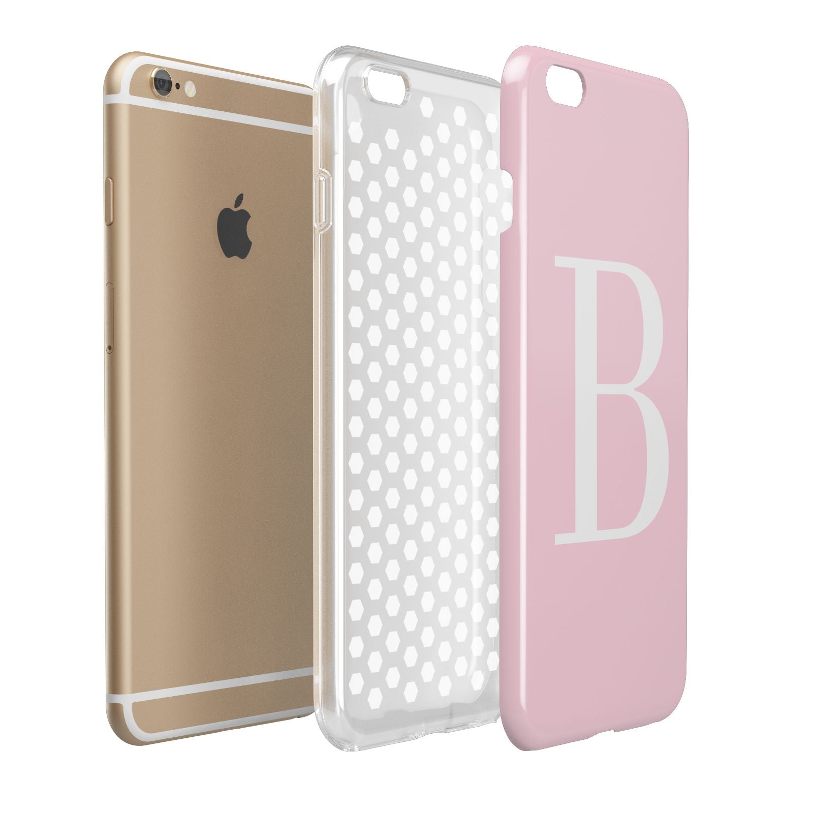 Personalised Pink White Initial Apple iPhone 6 Plus 3D Tough Case