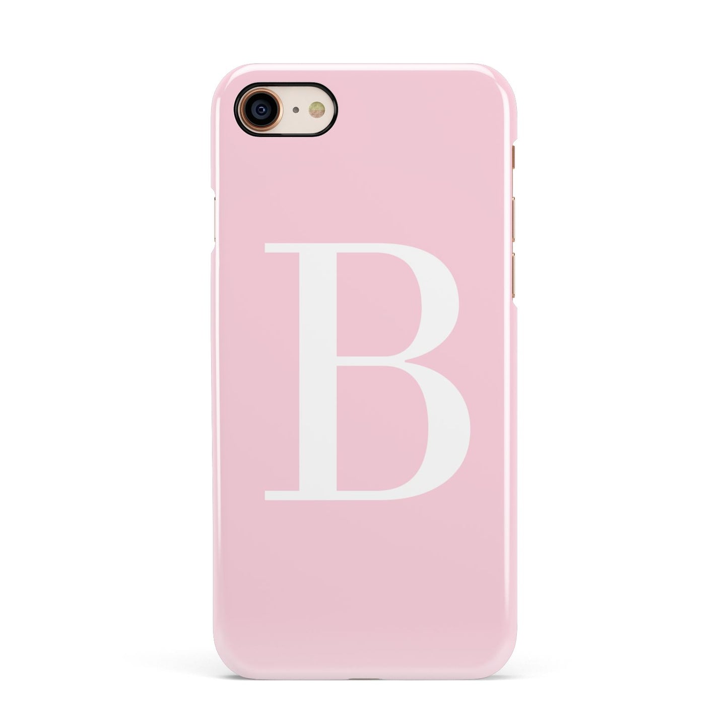 Personalised Pink White Initial Apple iPhone 7 8 3D Snap Case