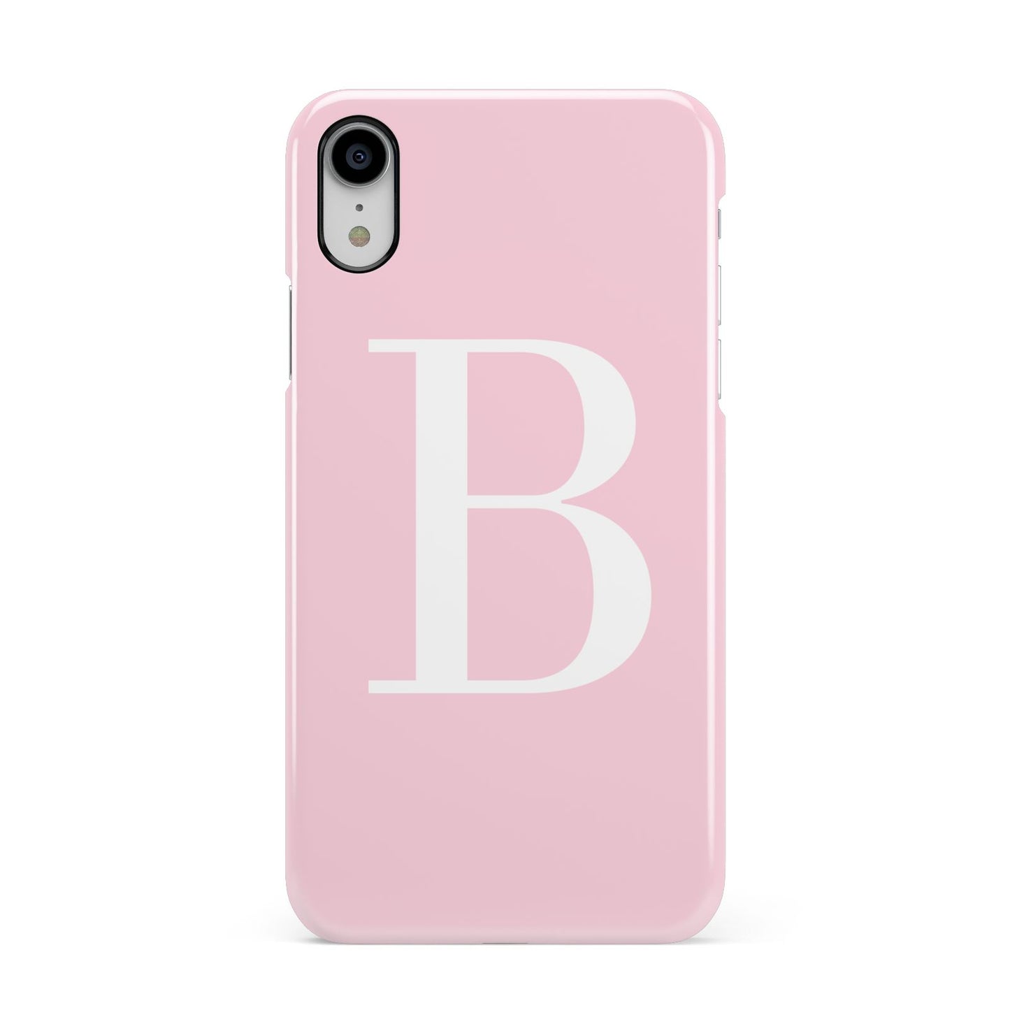 Personalised Pink White Initial Apple iPhone XR White 3D Snap Case