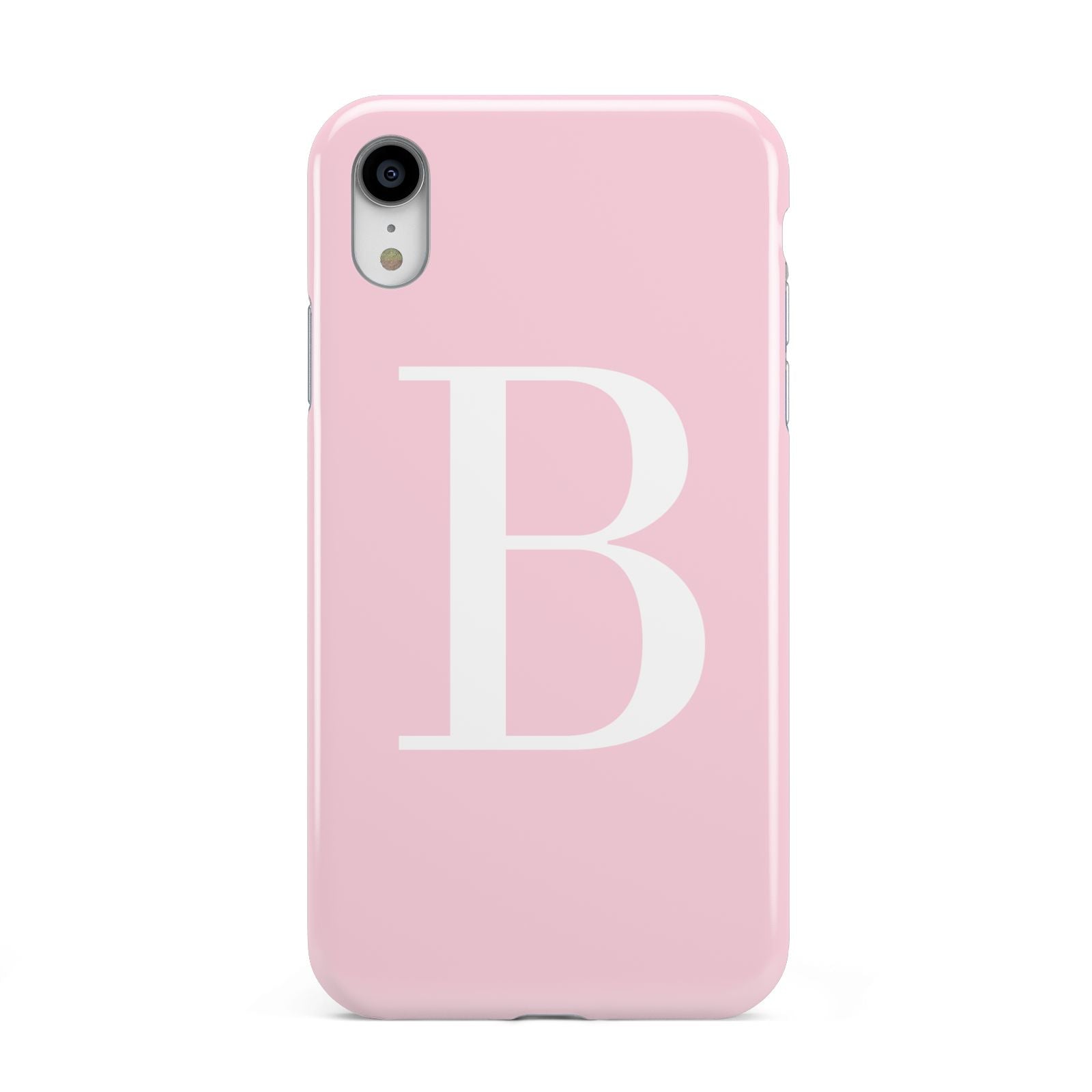 Personalised Pink White Initial Apple iPhone XR White 3D Tough Case