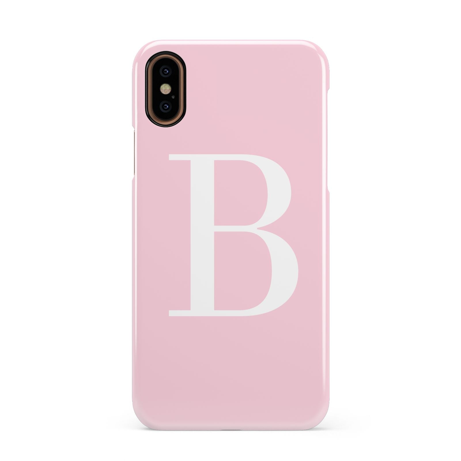 Personalised Pink White Initial Apple iPhone XS 3D Snap Case