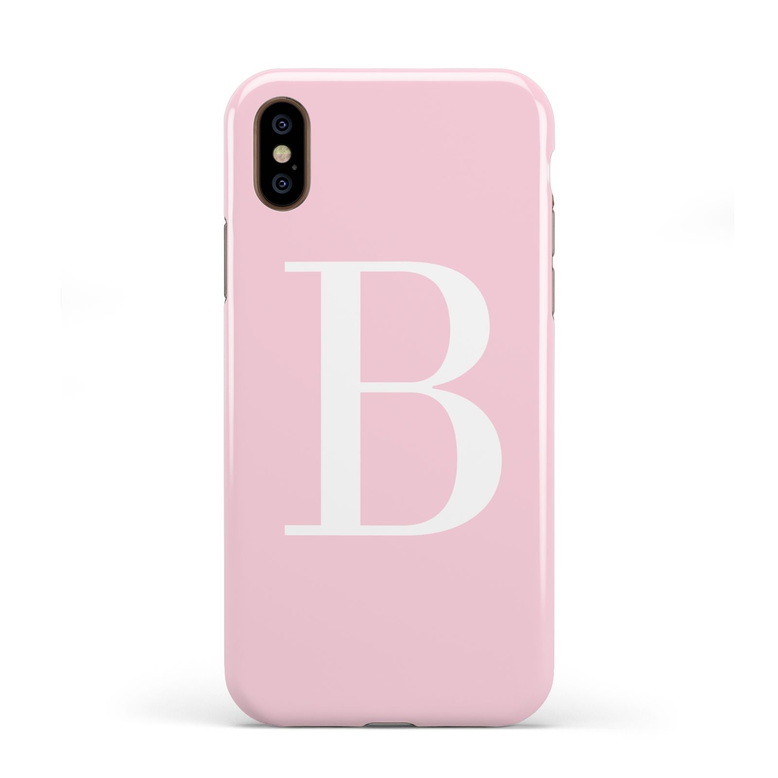 Personalised Pink White Initial Apple iPhone XS 3D Tough