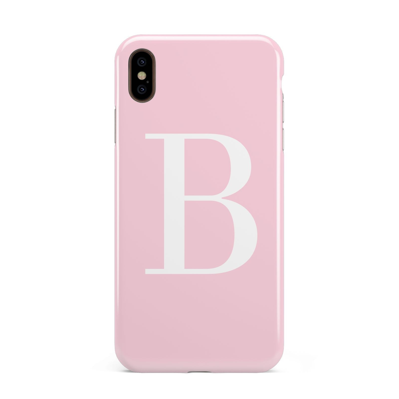 Personalised Pink White Initial Apple iPhone Xs Max 3D Tough Case