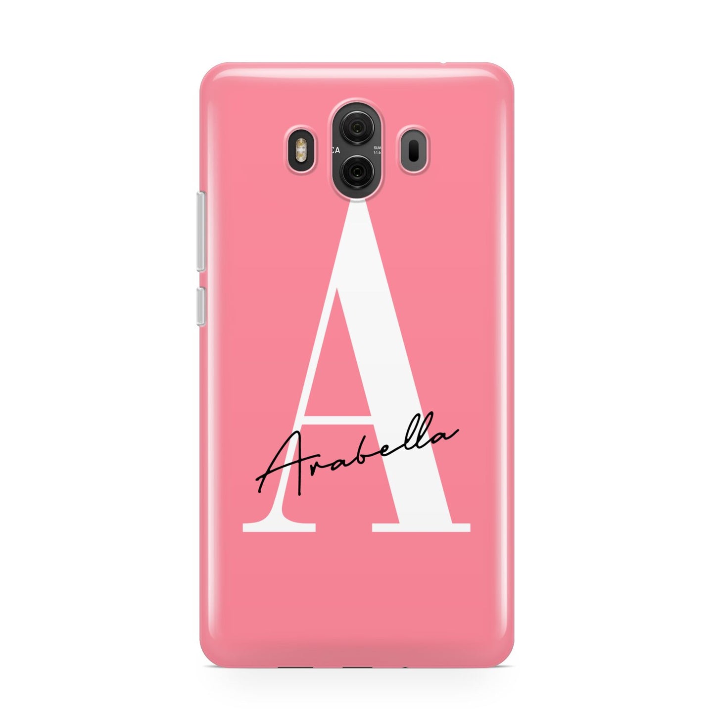 Personalised Pink White Initial Huawei Mate 10 Protective Phone Case