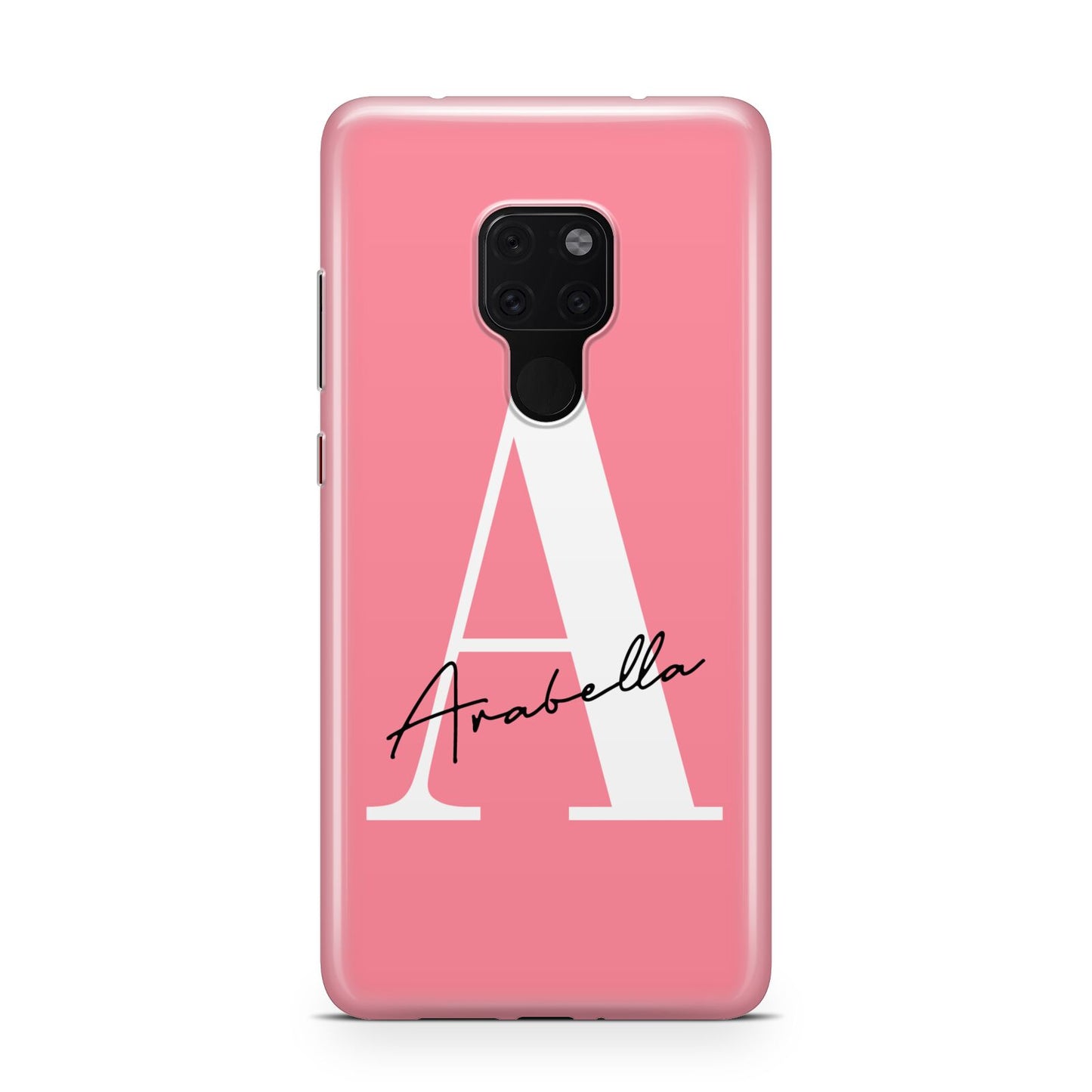 Personalised Pink White Initial Huawei Mate 20 Phone Case