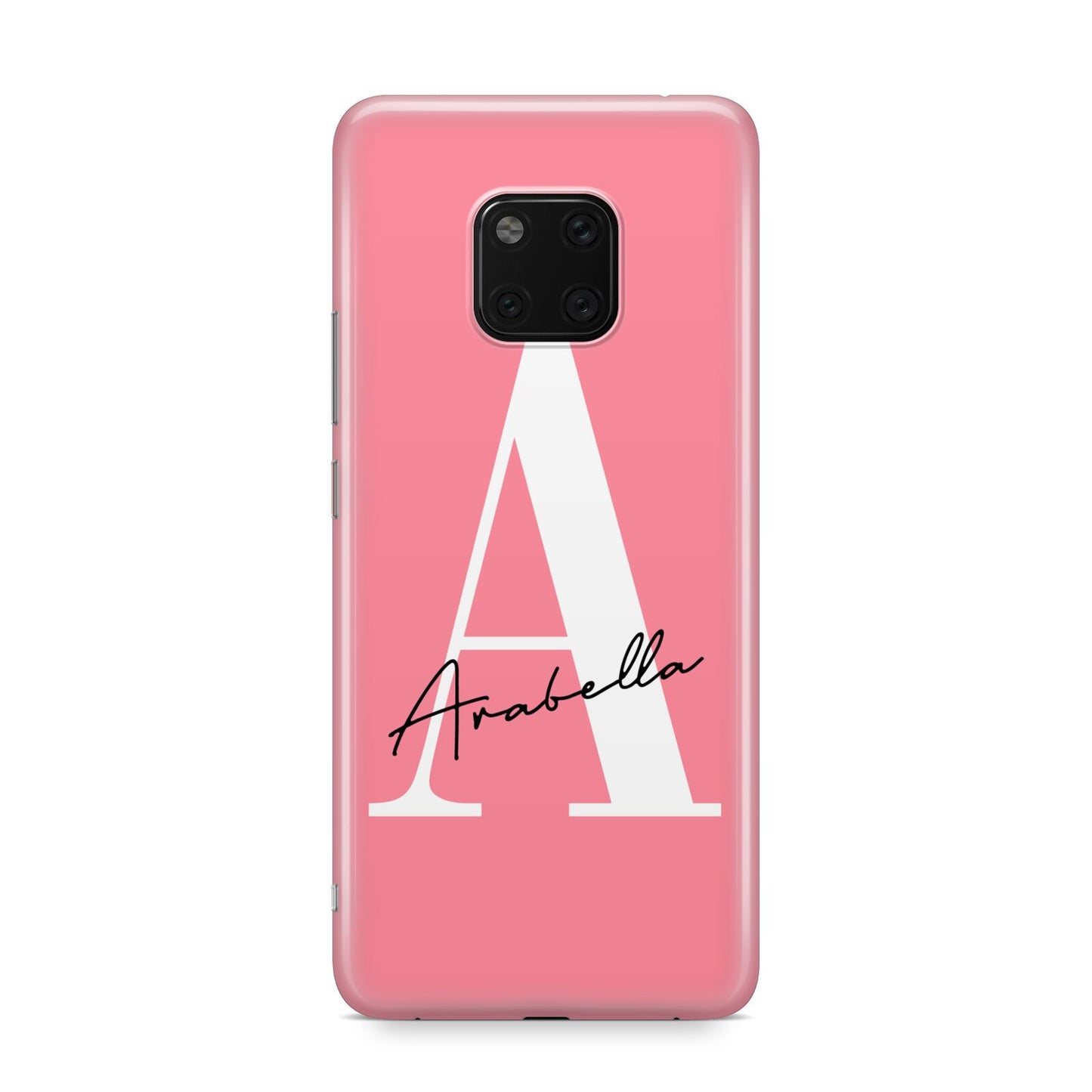 Personalised Pink White Initial Huawei Mate 20 Pro Phone Case