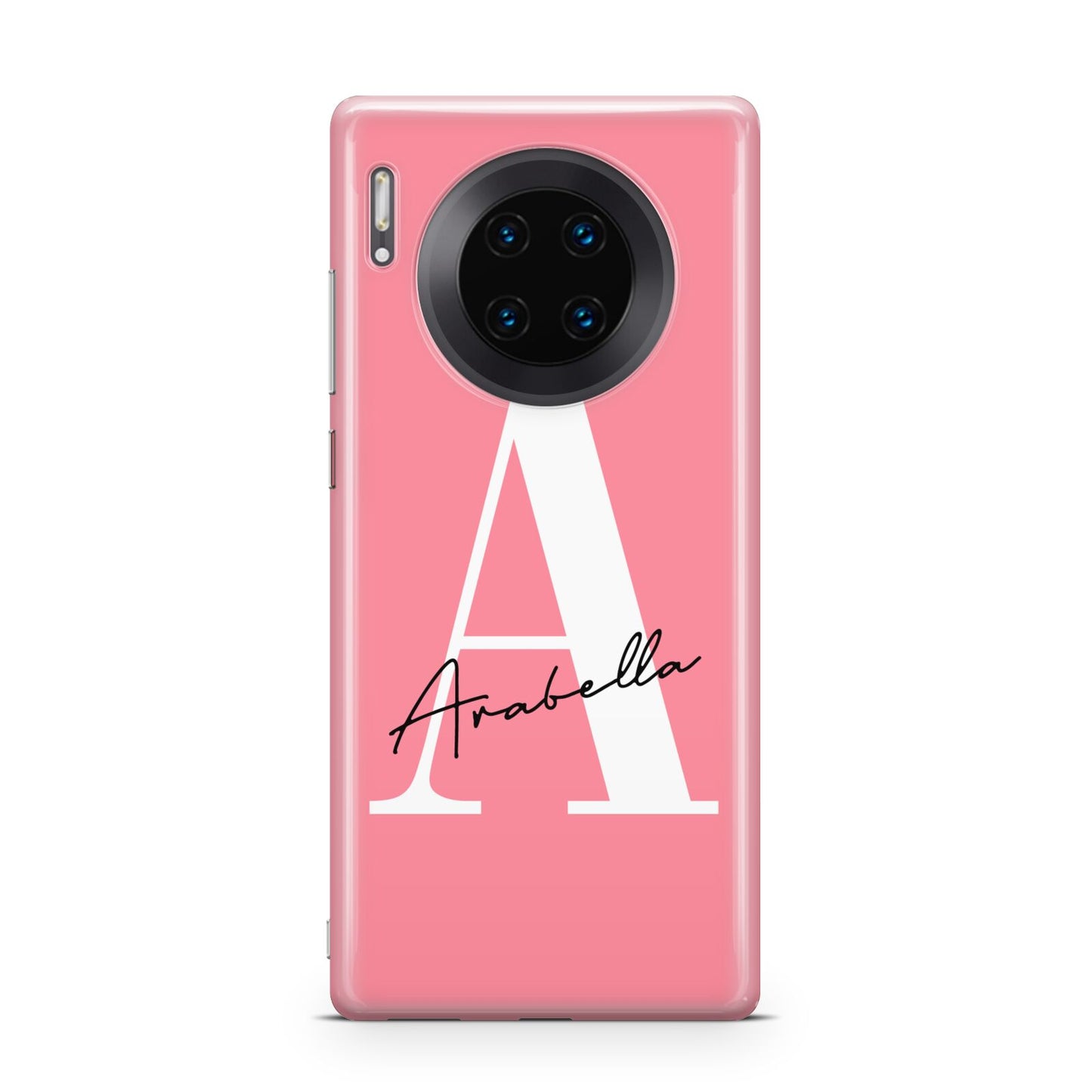 Personalised Pink White Initial Huawei Mate 30 Pro Phone Case