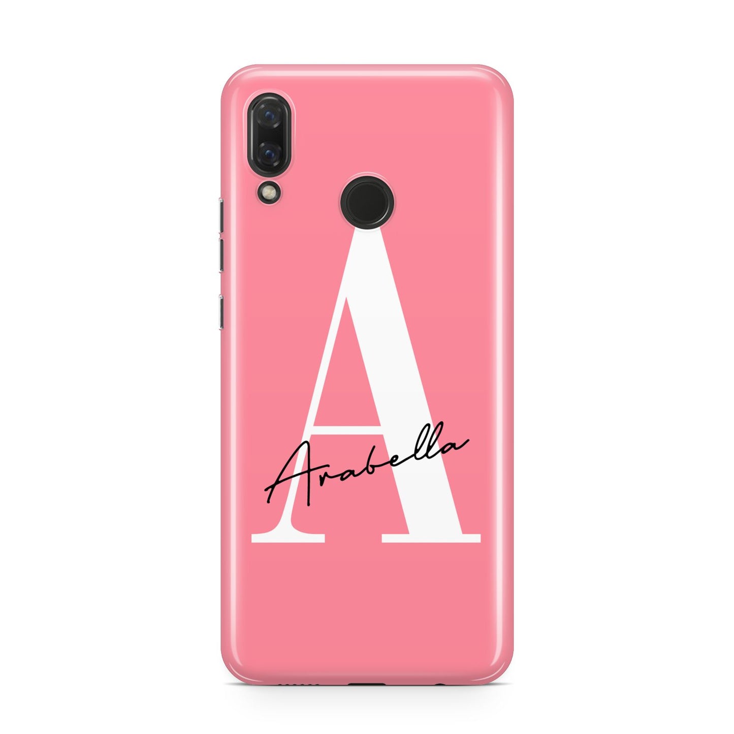 Personalised Pink White Initial Huawei Nova 3 Phone Case