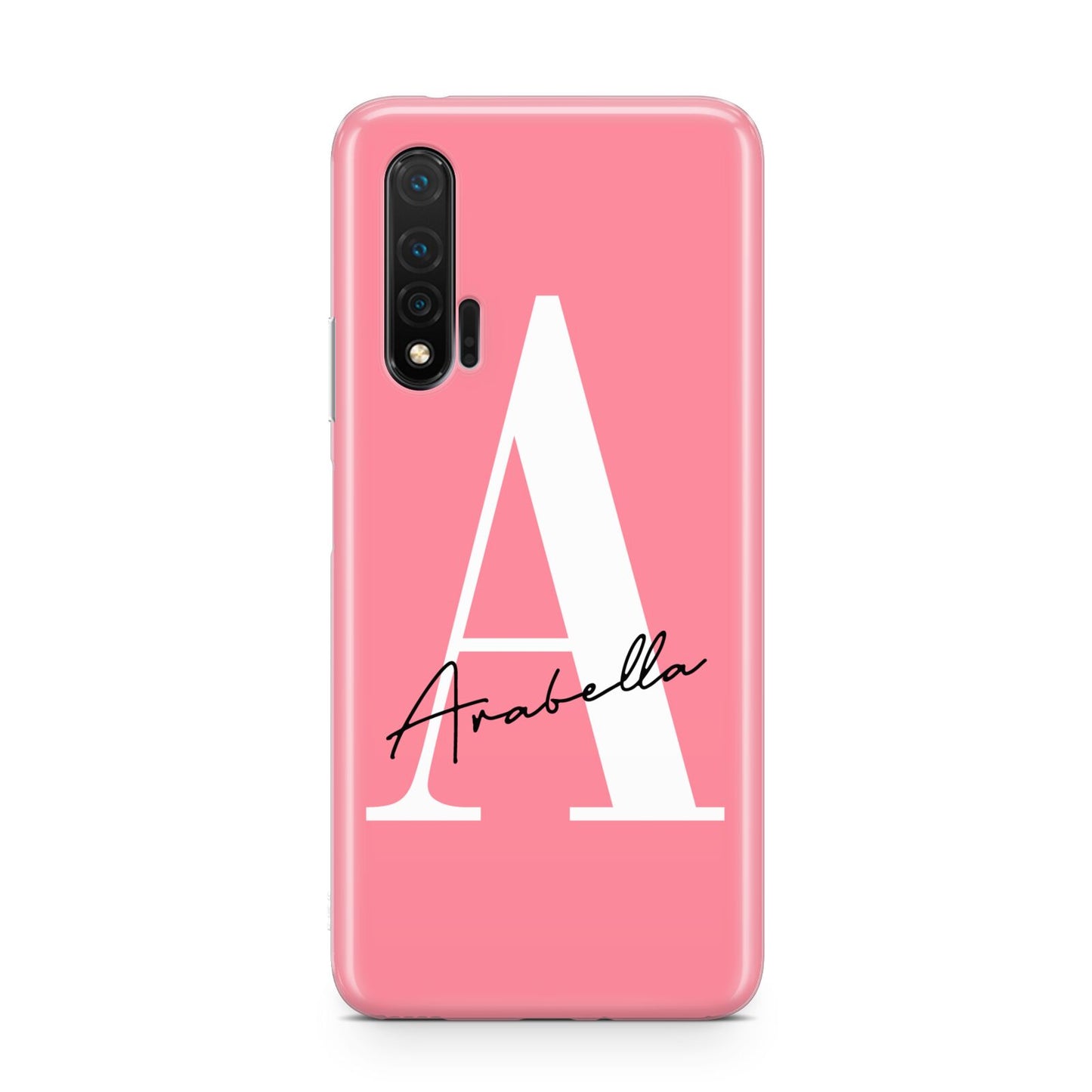 Personalised Pink White Initial Huawei Nova 6 Phone Case