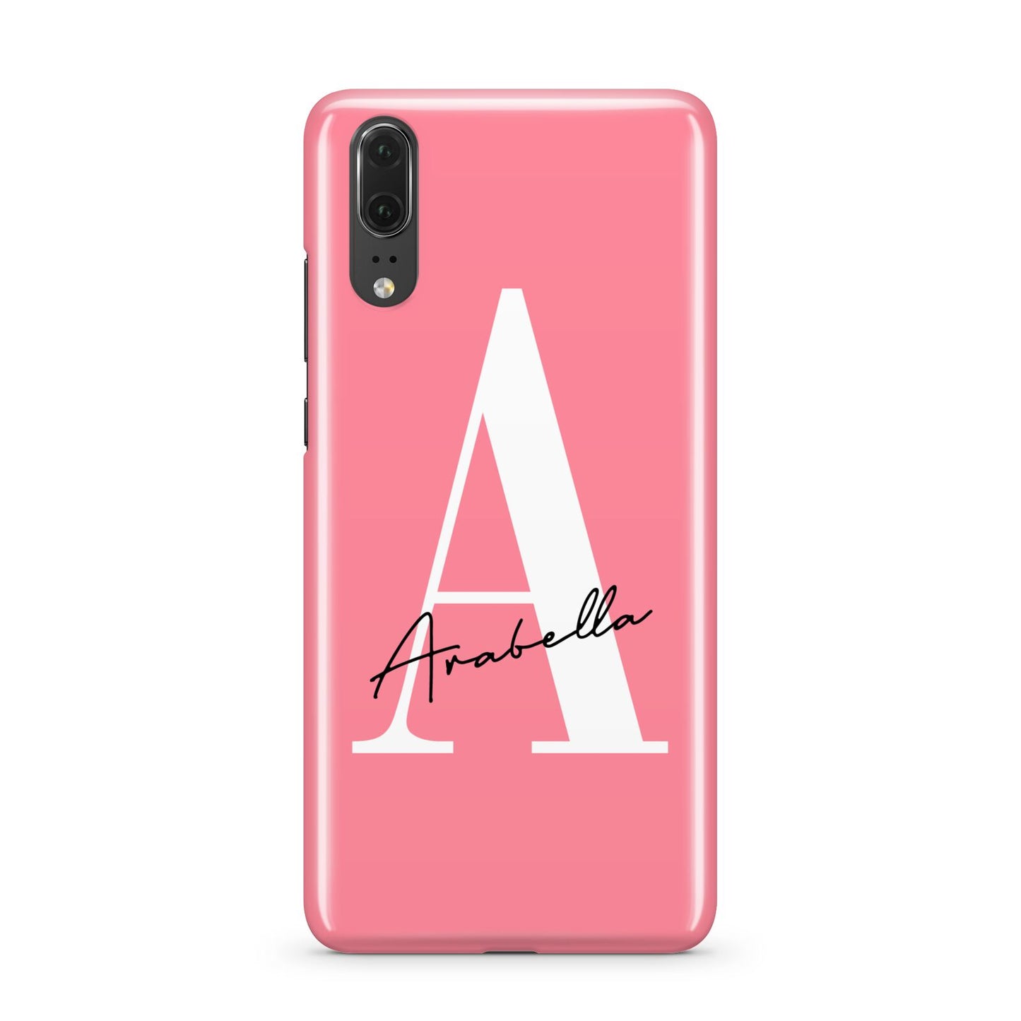 Personalised Pink White Initial Huawei P20 Phone Case