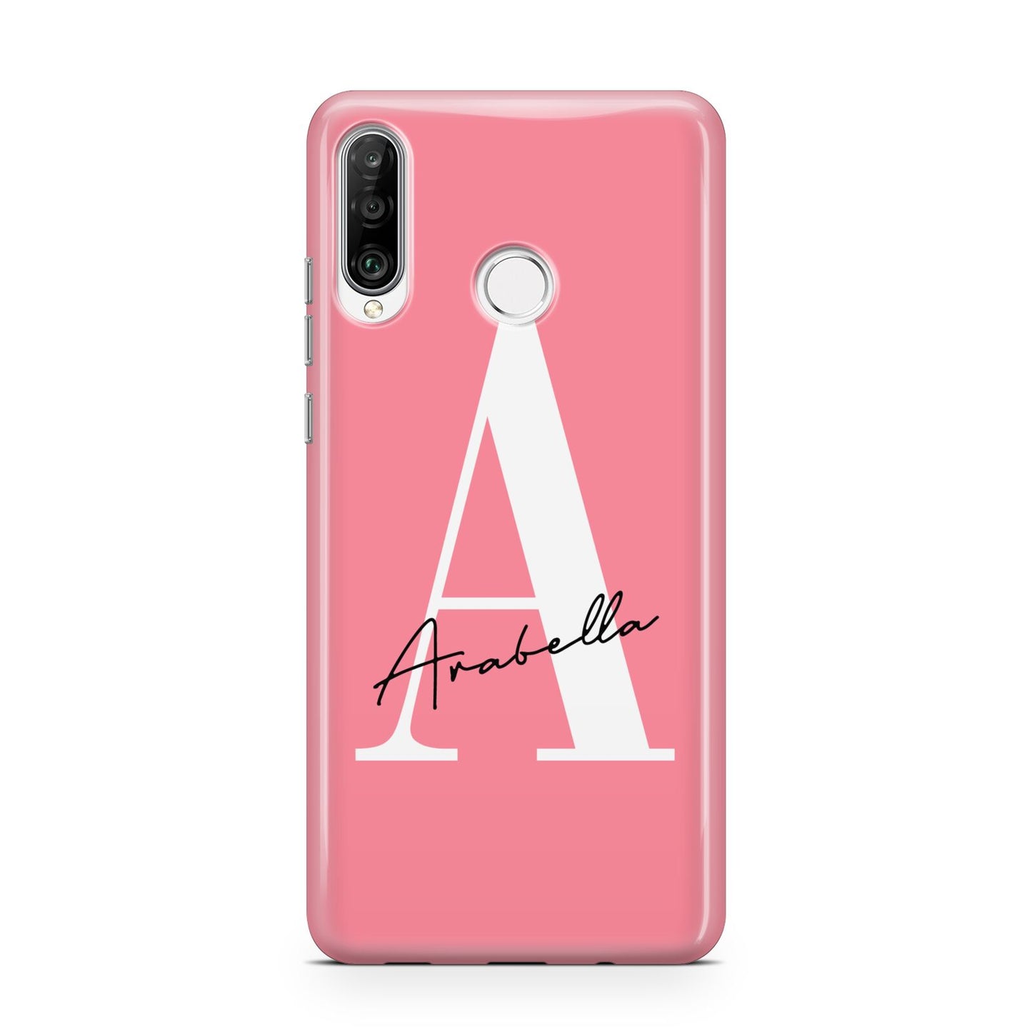 Personalised Pink White Initial Huawei P30 Lite Phone Case