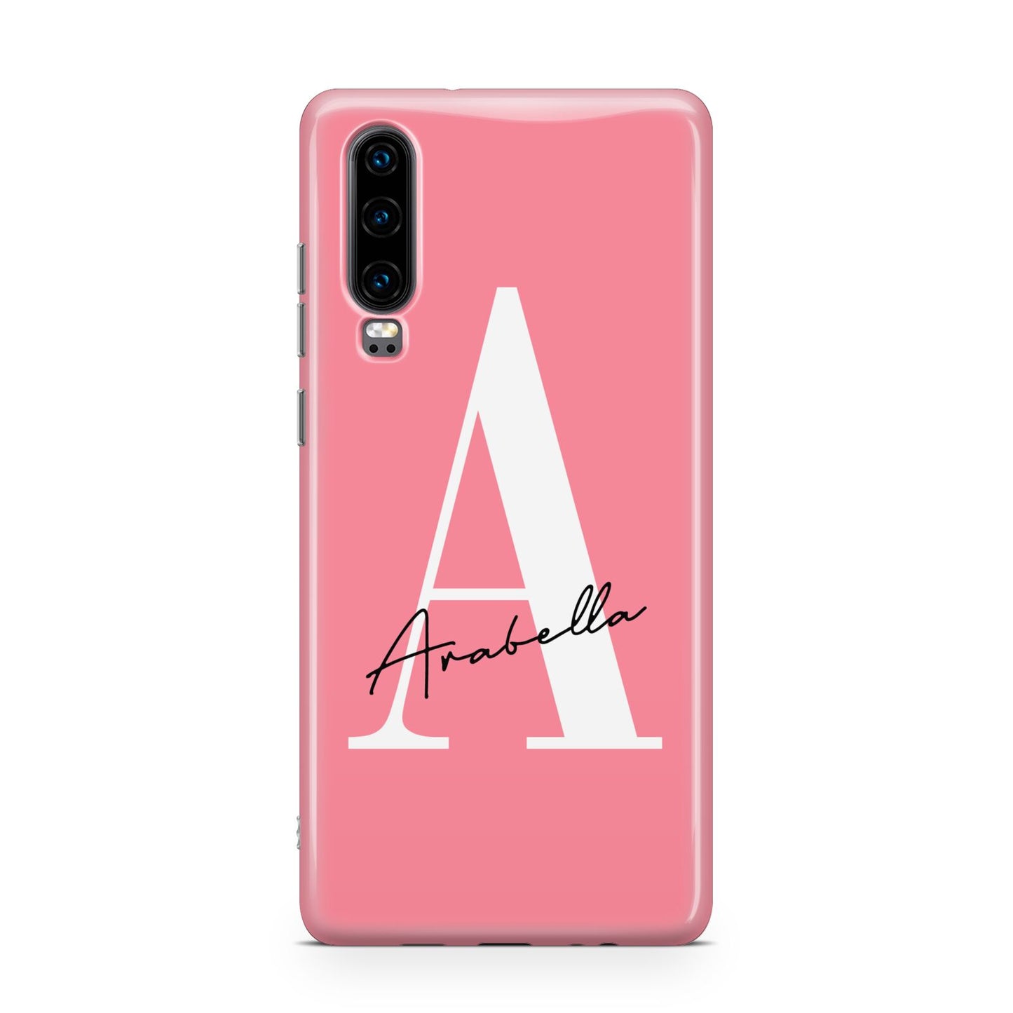 Personalised Pink White Initial Huawei P30 Phone Case