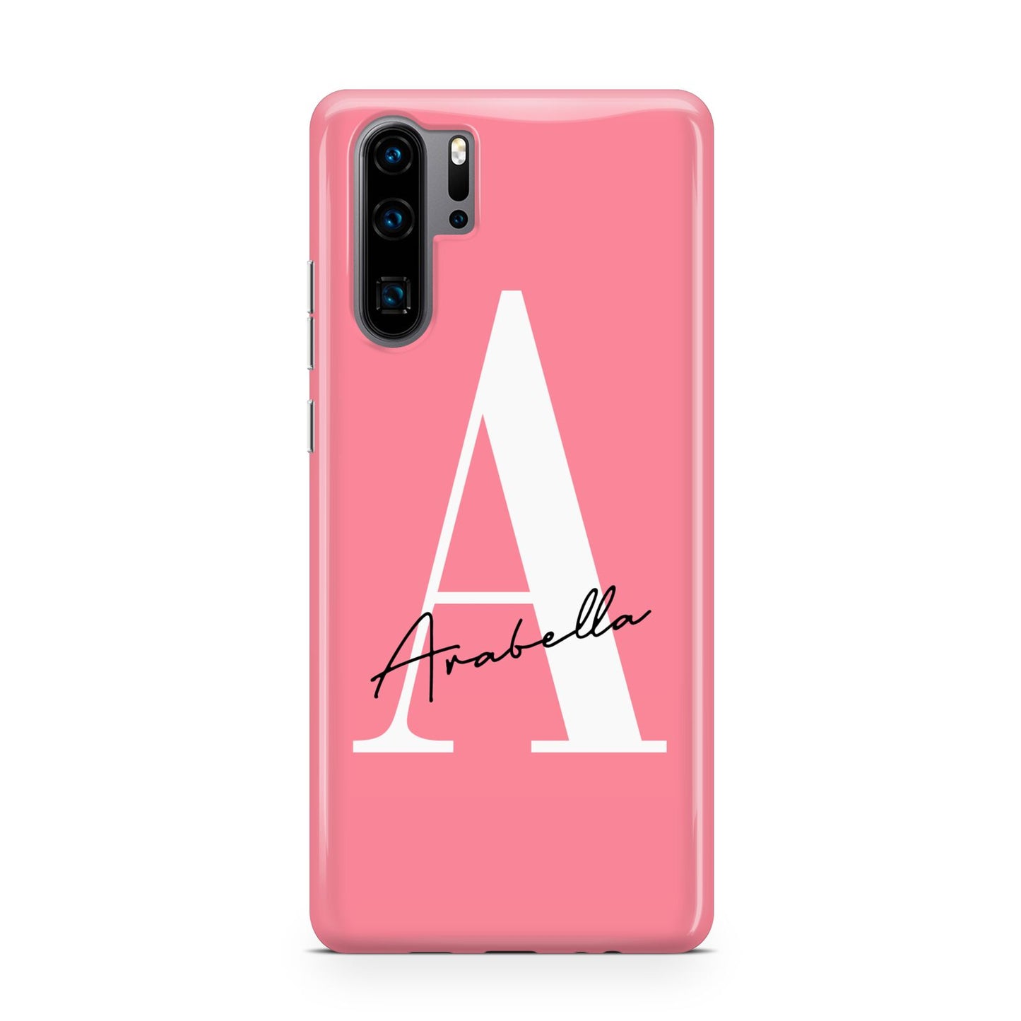 Personalised Pink White Initial Huawei P30 Pro Phone Case