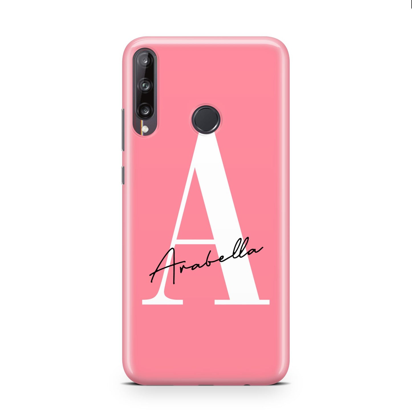 Personalised Pink White Initial Huawei P40 Lite E Phone Case