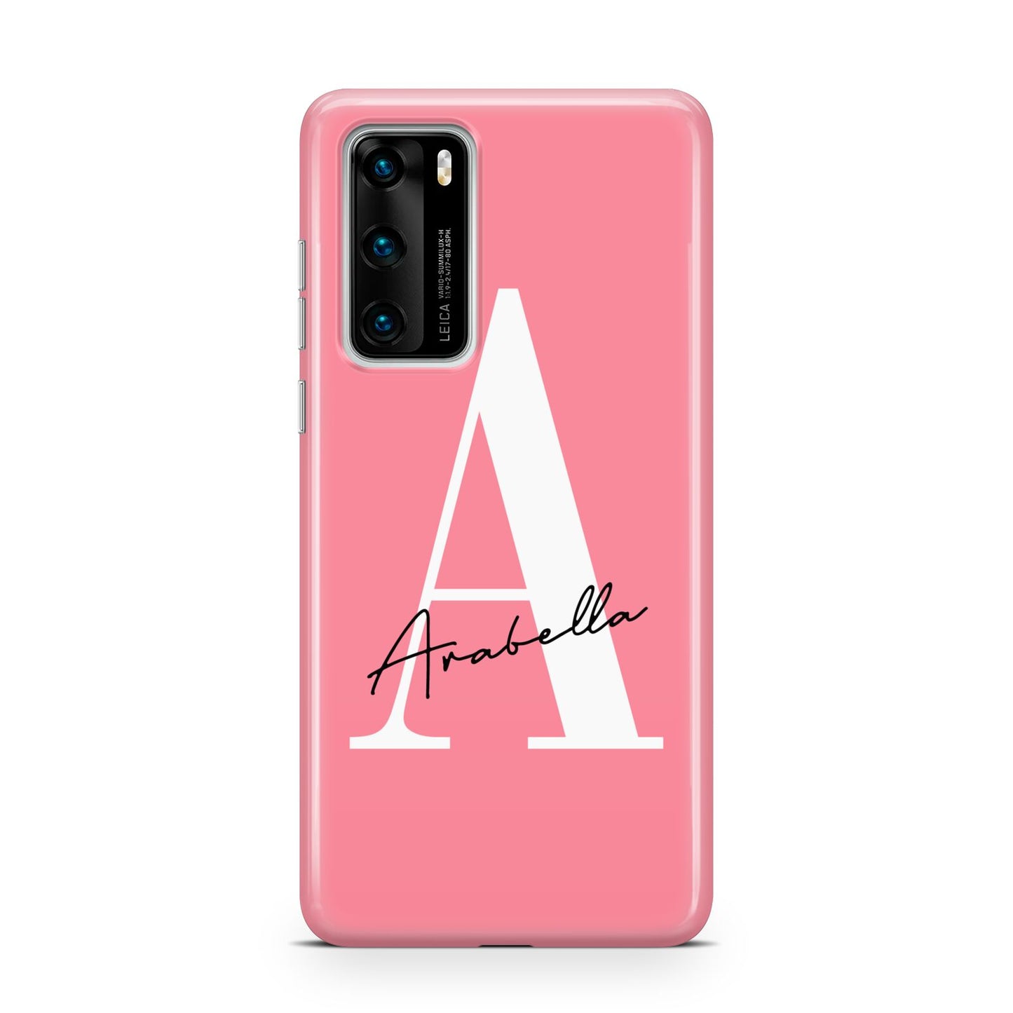 Personalised Pink White Initial Huawei P40 Phone Case