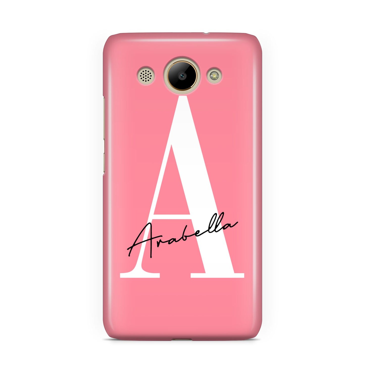 Personalised Pink White Initial Huawei Y3 2017