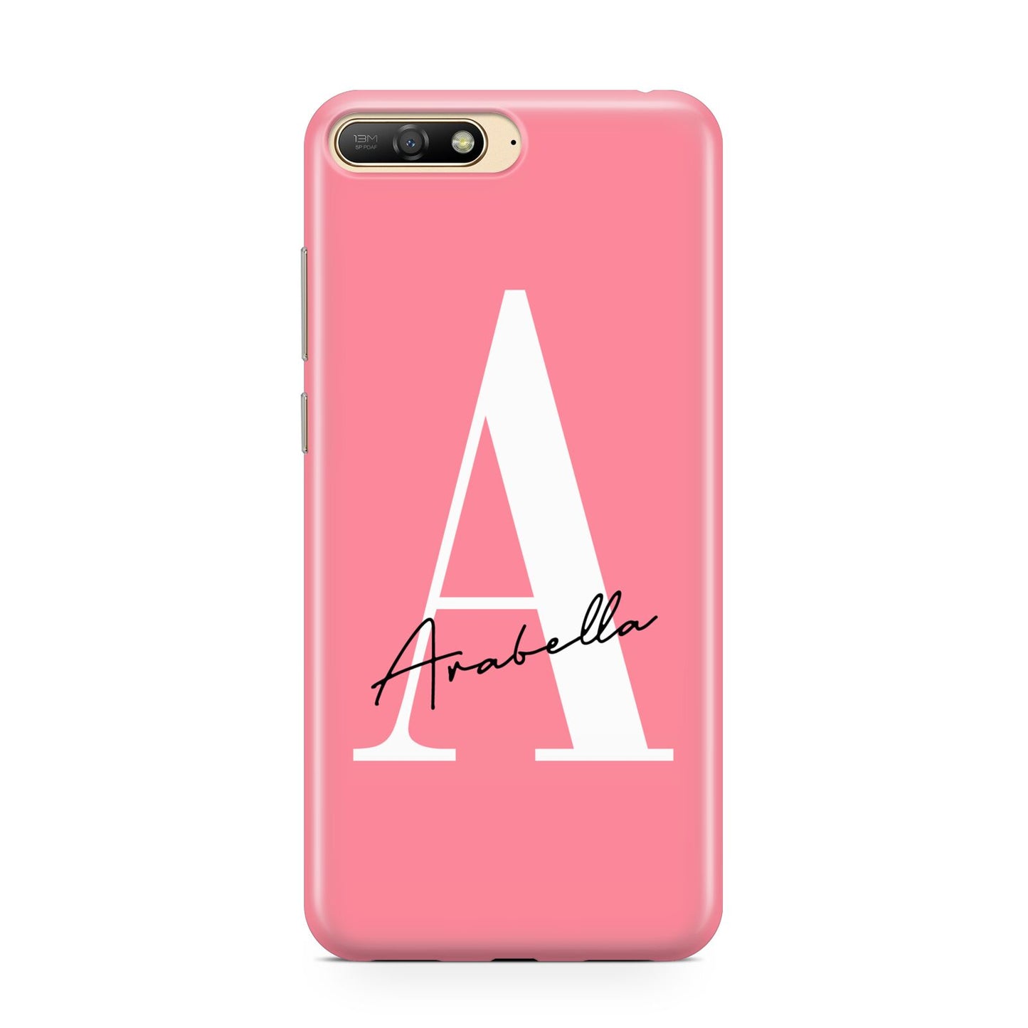 Personalised Pink White Initial Huawei Y6 2018