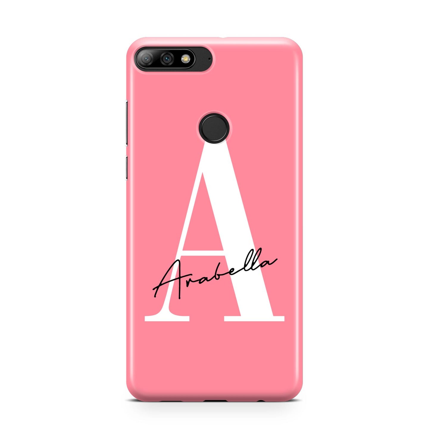 Personalised Pink White Initial Huawei Y7 2018